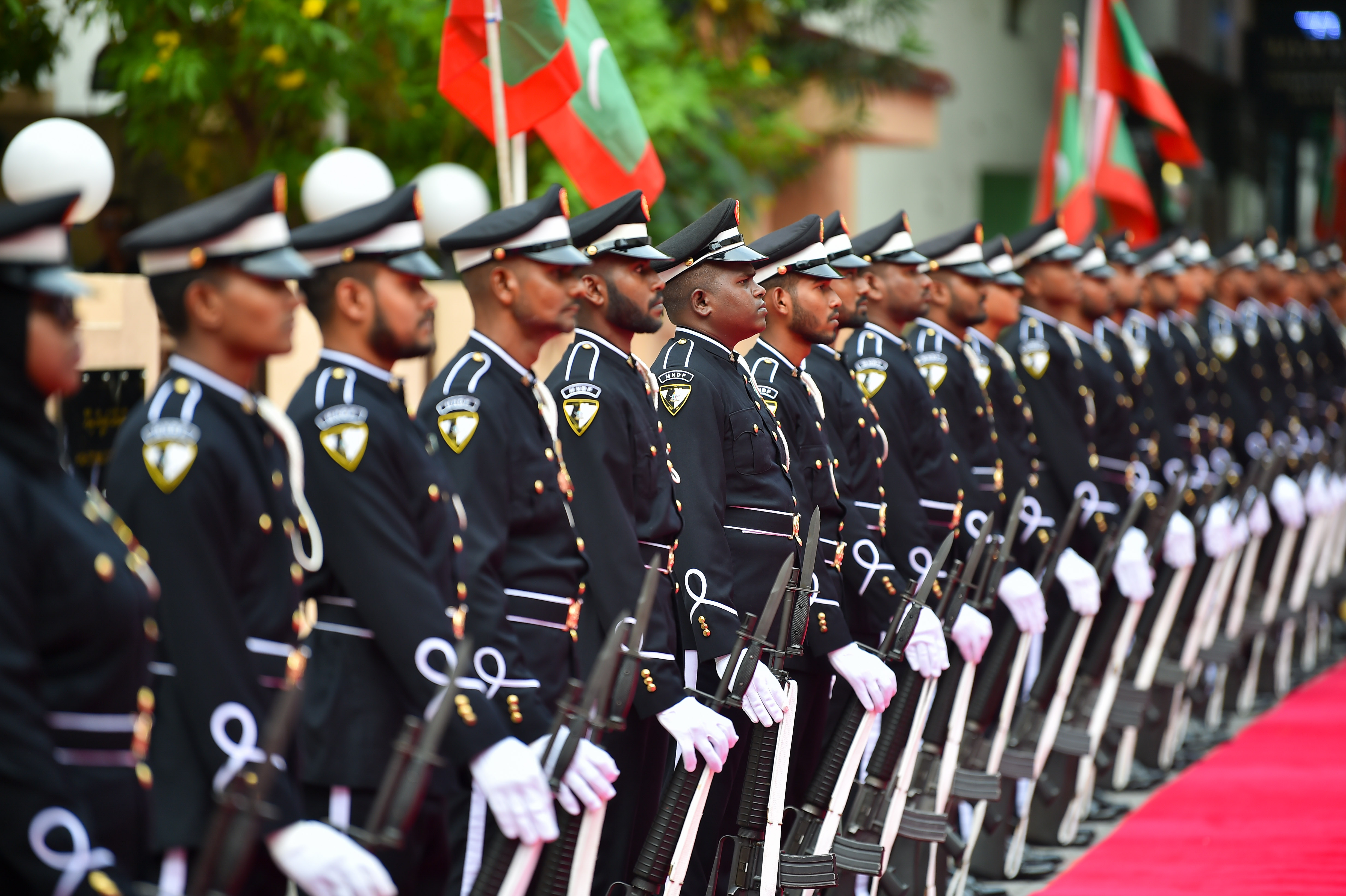Prajurit Maladewa pada pidato kepresidenan Februari 2024.
