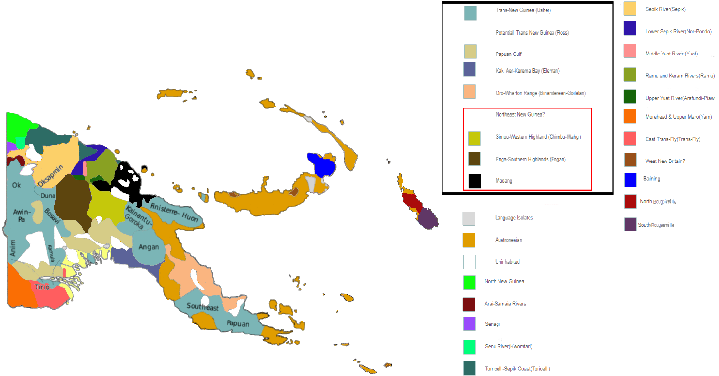 Các ngữ hệ của Papua New Guinea, theo Timothy Usher