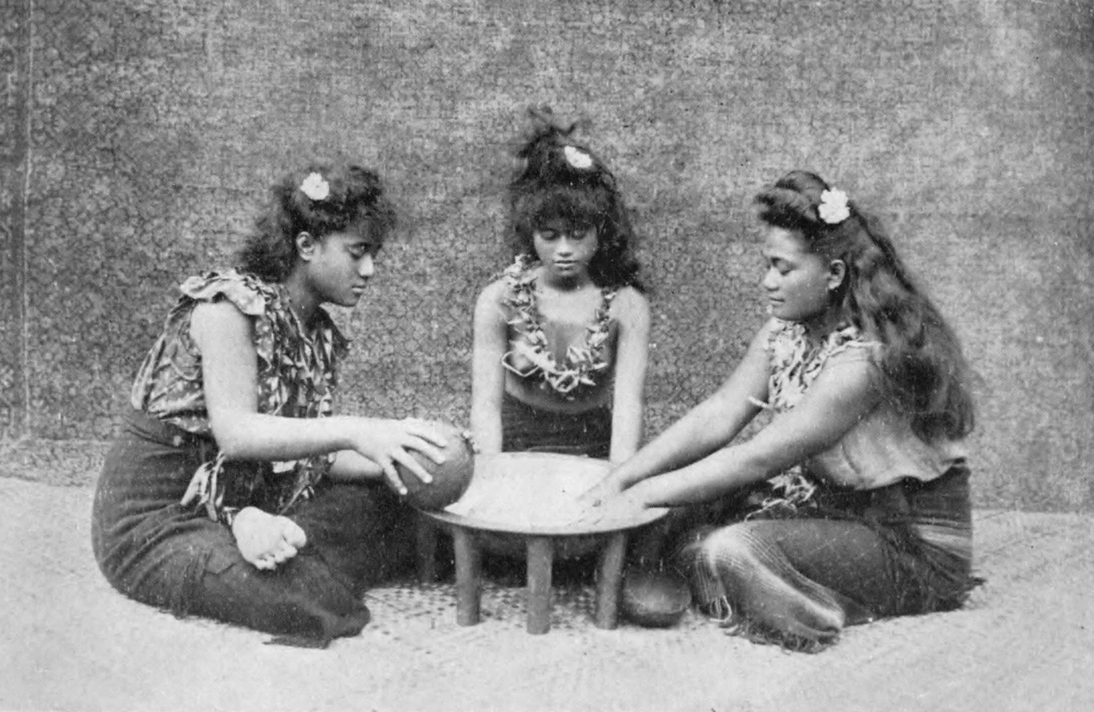 Foto studio menggambarkan penyediaan upacara 'ava Samoa sekitar tahun 1911.