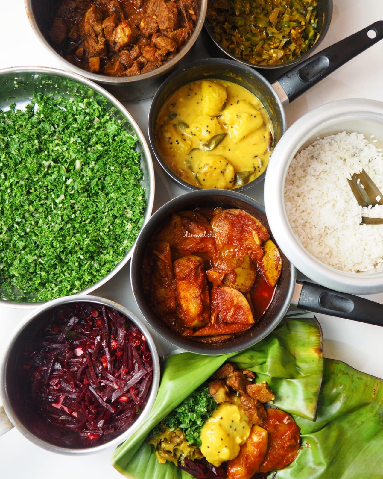 Nasi dan kari Sri Lanka.