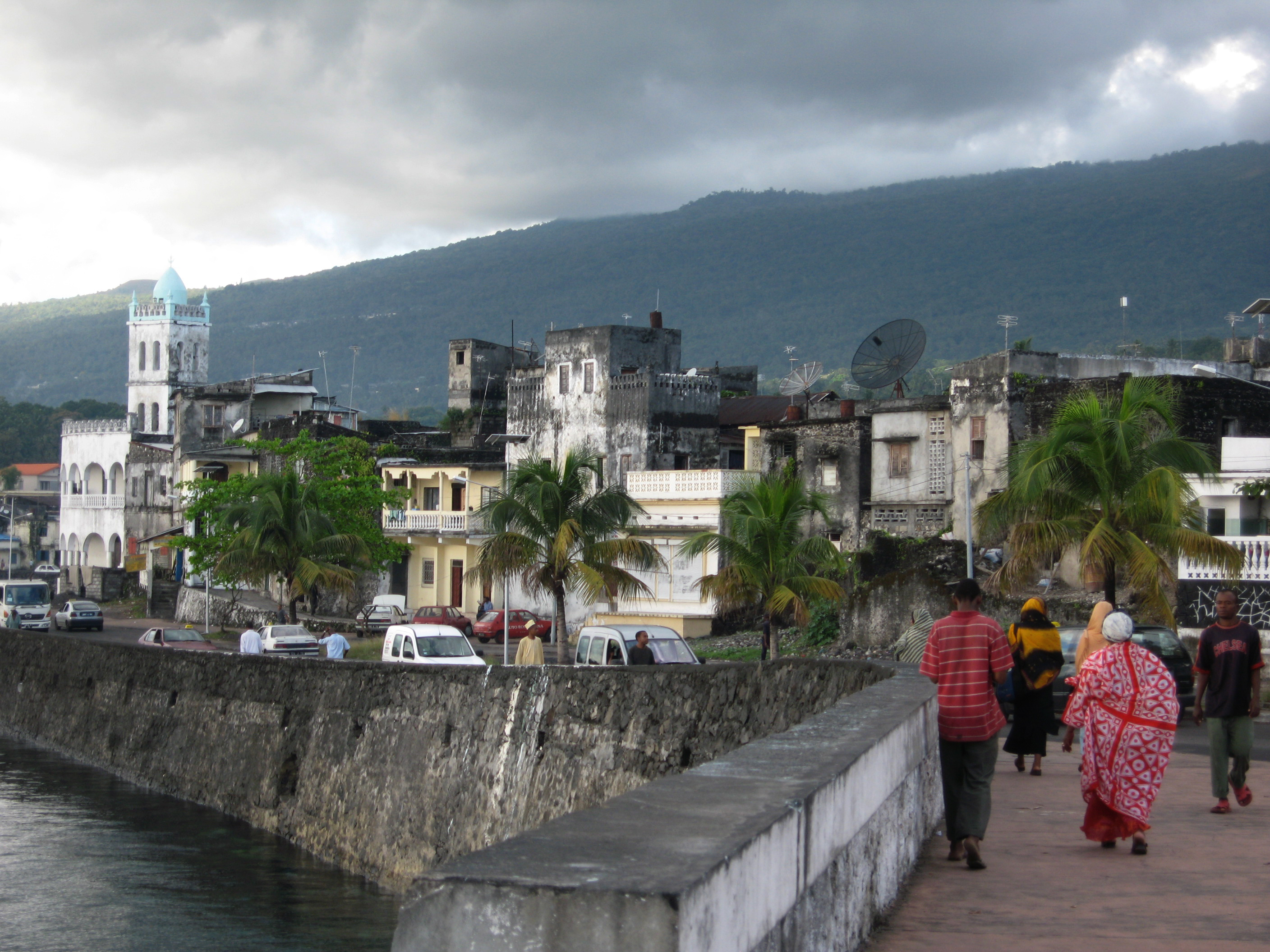 Moroni, the capital of the Comoros, houses key governmental institutions including the port and the Badjanani Mosque, a historic landmark.