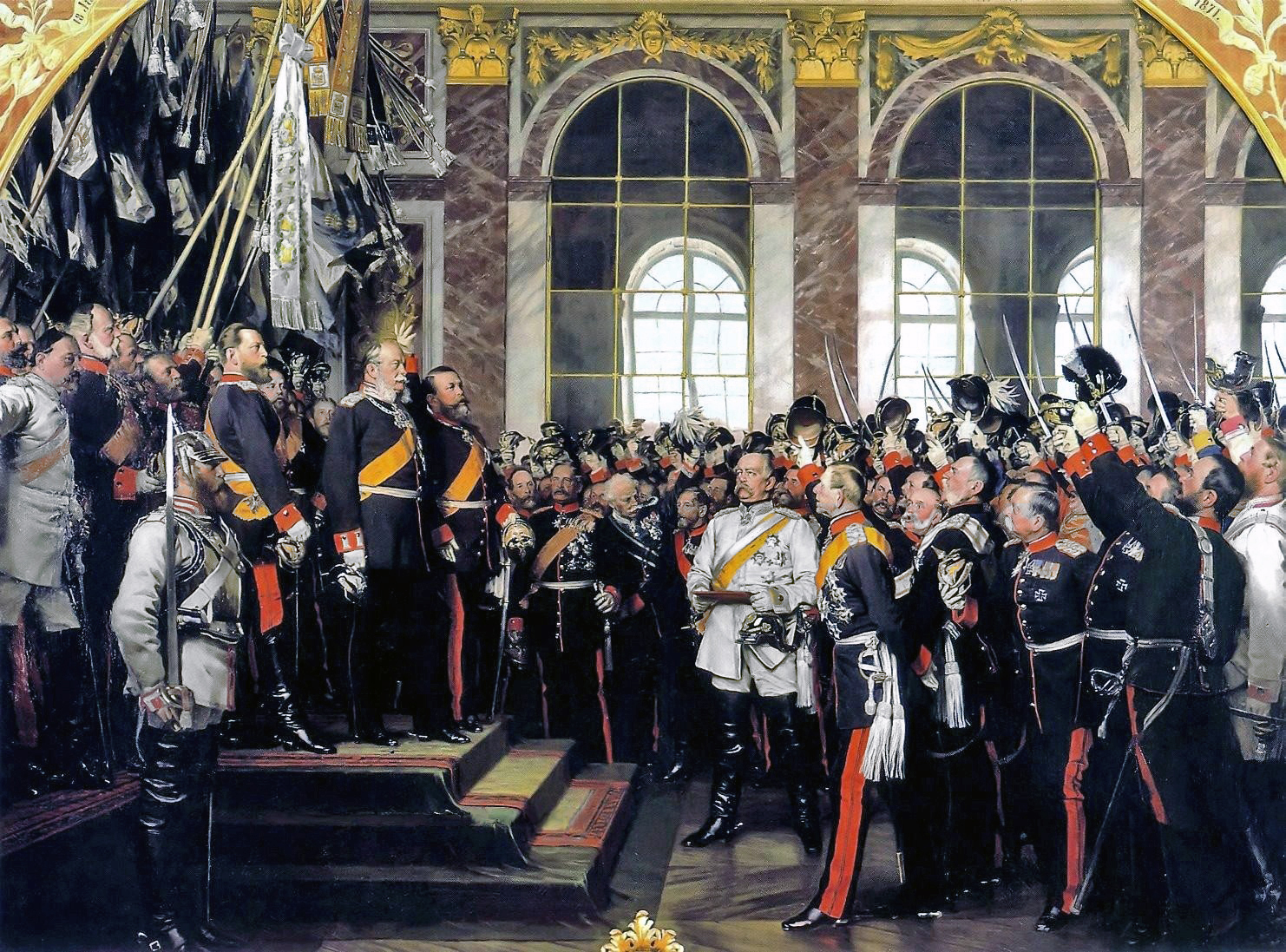 The proclamation of the German Empire (1871) by Anton von Werner. Hegel's concept of the state as a higher ethical unity, integrating individuals and civil society, profoundly influenced the development of the modern nation-state.