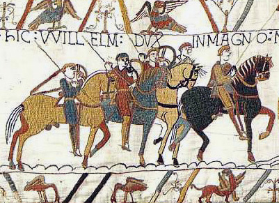The Bayeux Tapestry depicts the Battle of Hastings, 1066, and the events leading to it.