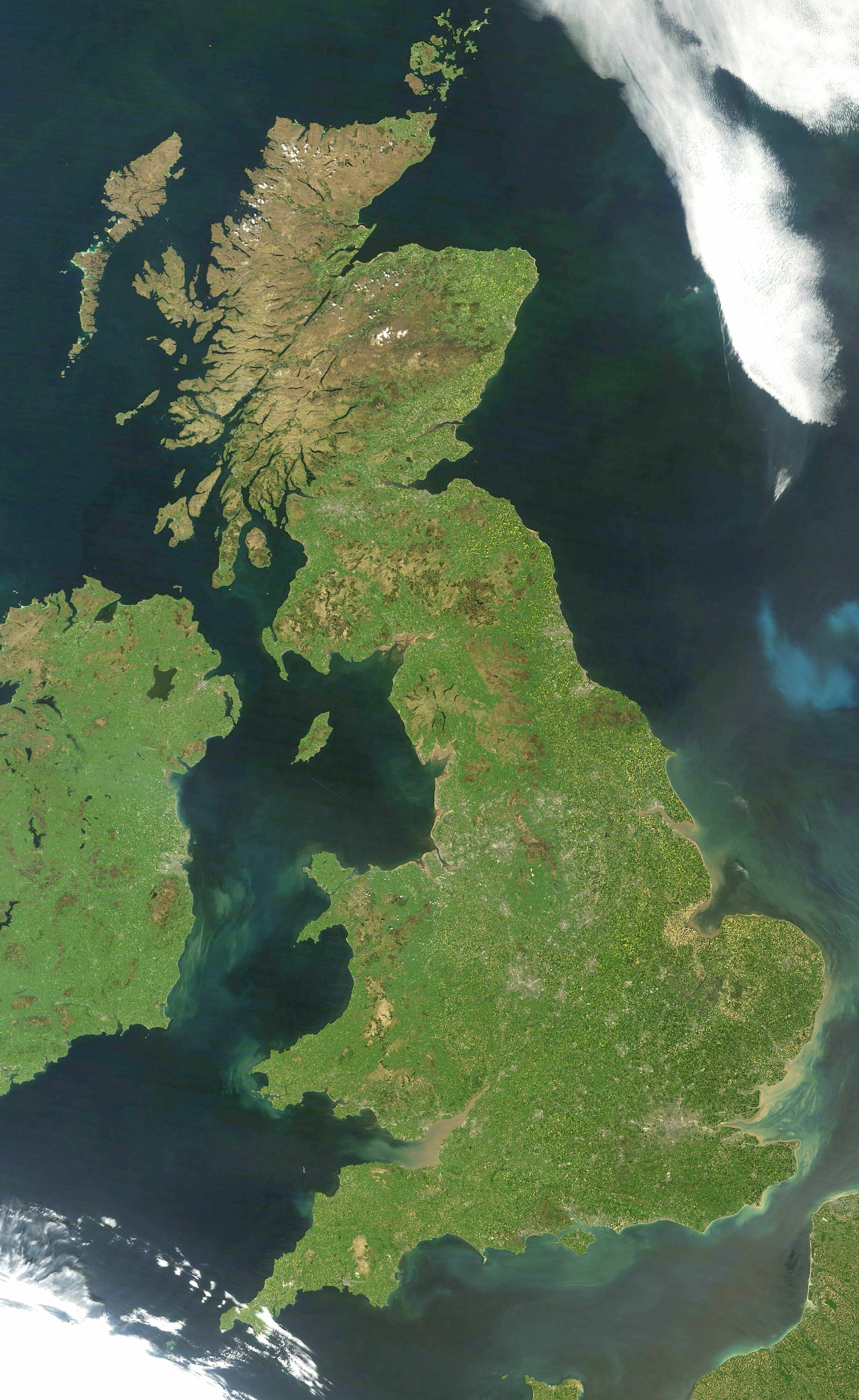 Satellite image of the United Kingdom (excluding Shetland)
