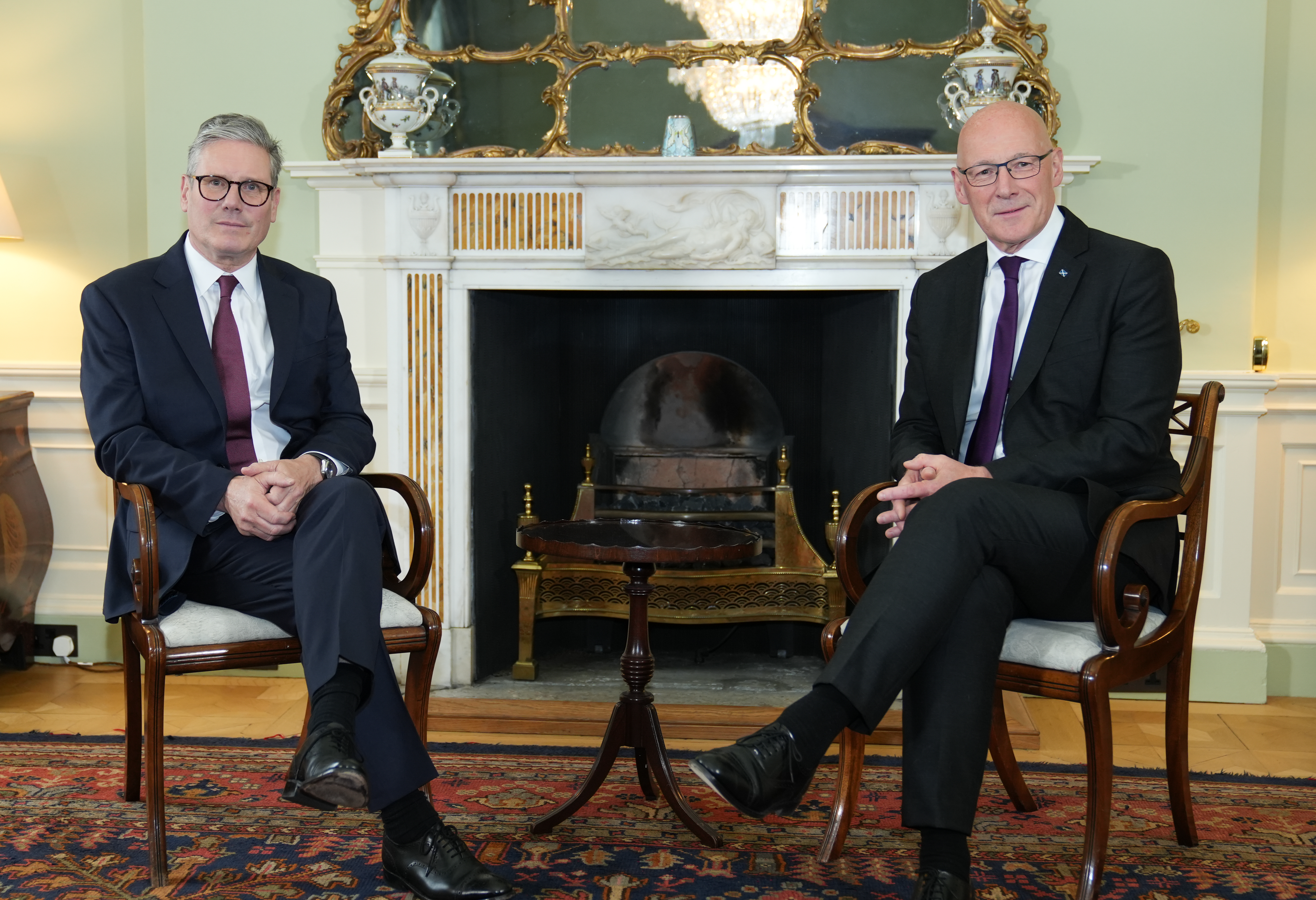 Prime Minister Keir Starmer meets with First Minister of Scotland John Swinney, the head of the Scottish Government, at Bute House, Edinburgh.