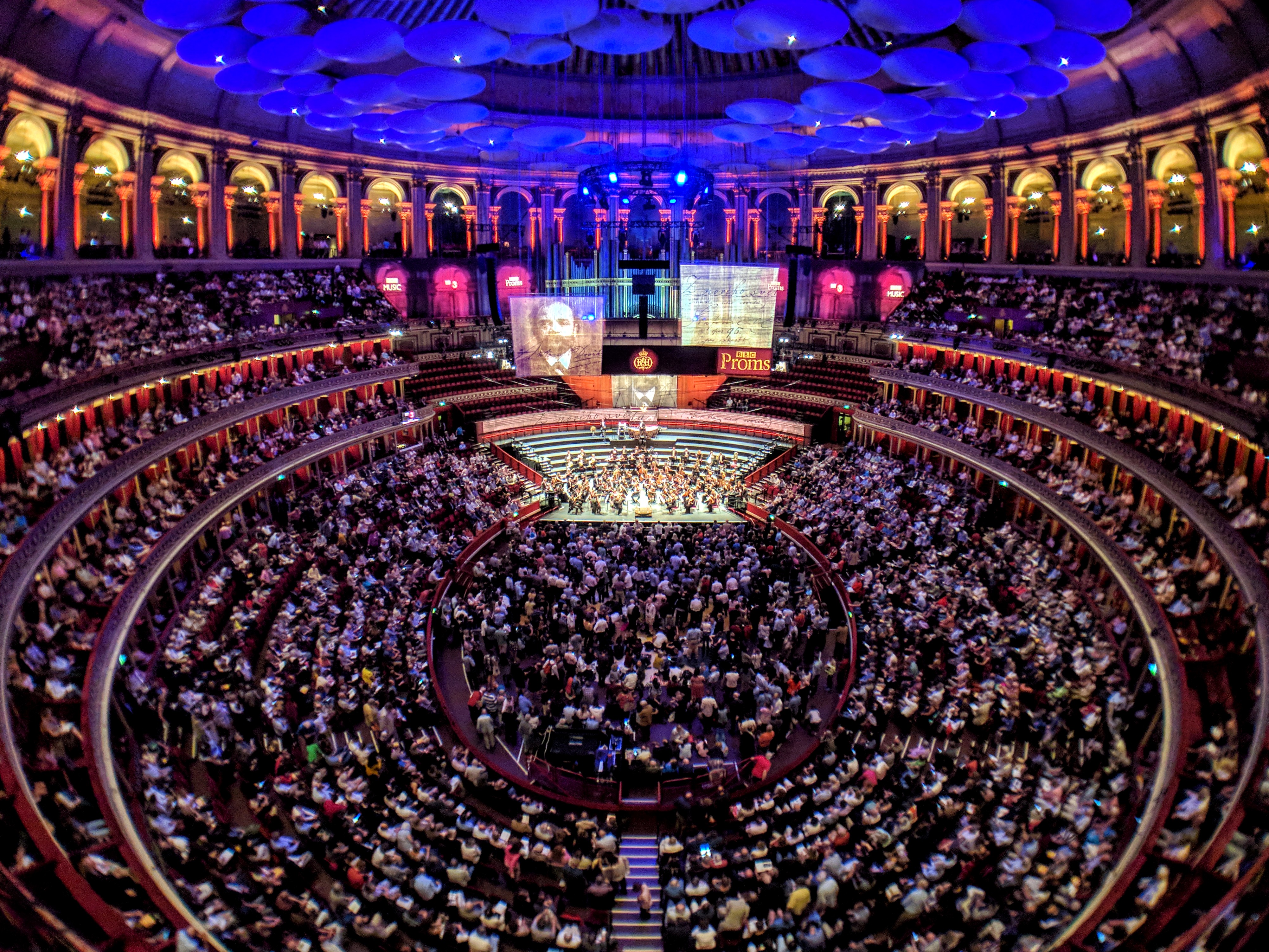 The Proms is a classical music festival, most closely associated with Henry Wood and held at the Royal Albert Hall, which regularly plays music by Edward Elgar and other British composers.
