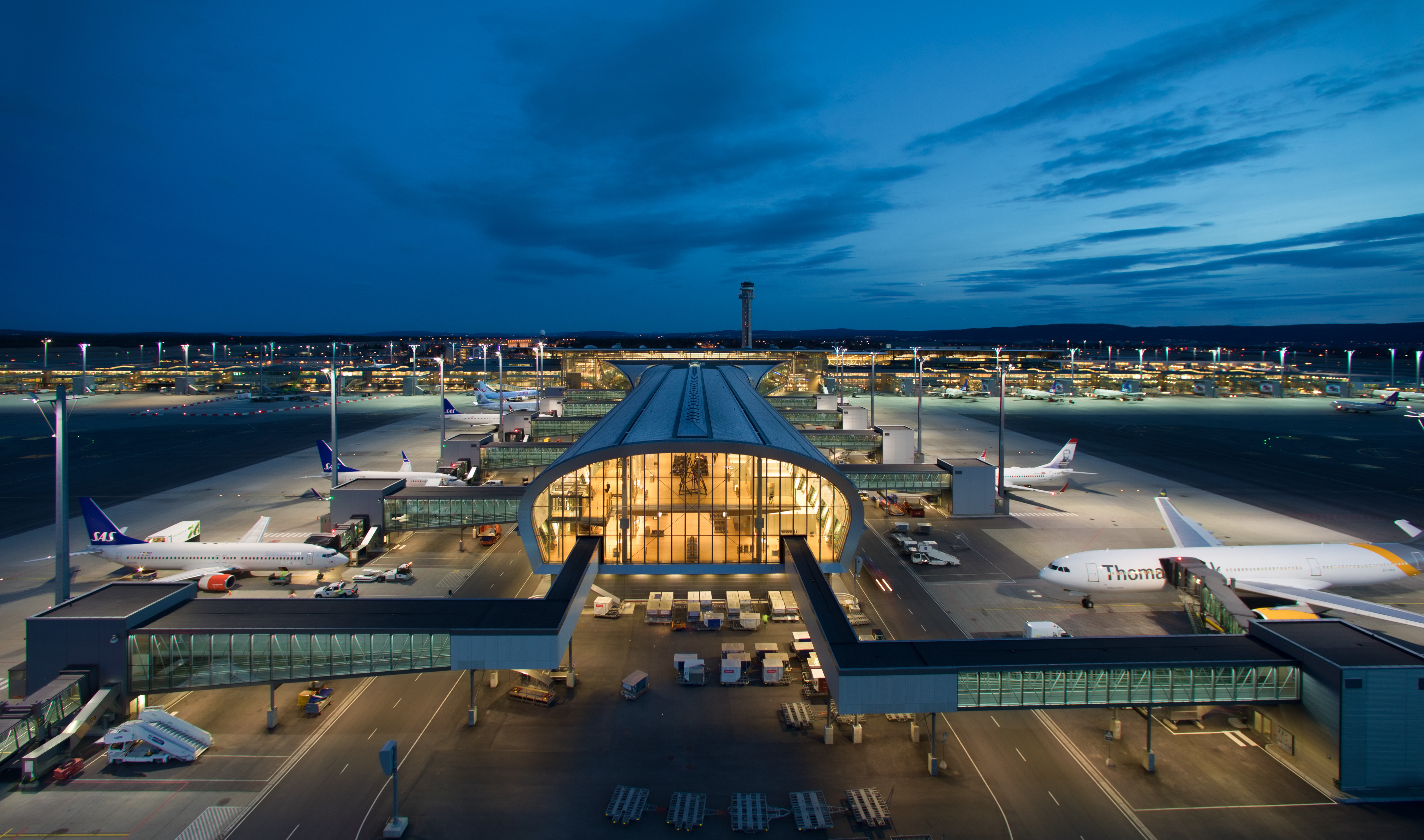 Oslo Airport, Gardermoen, Norway's main international airport and a major hub for domestic and international flights.