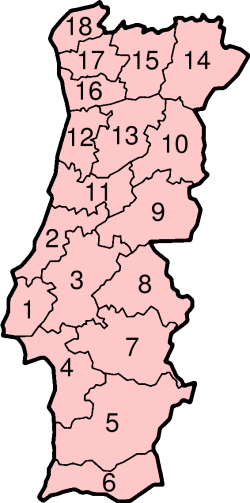 Distrik-distrik di Portugal daratan.