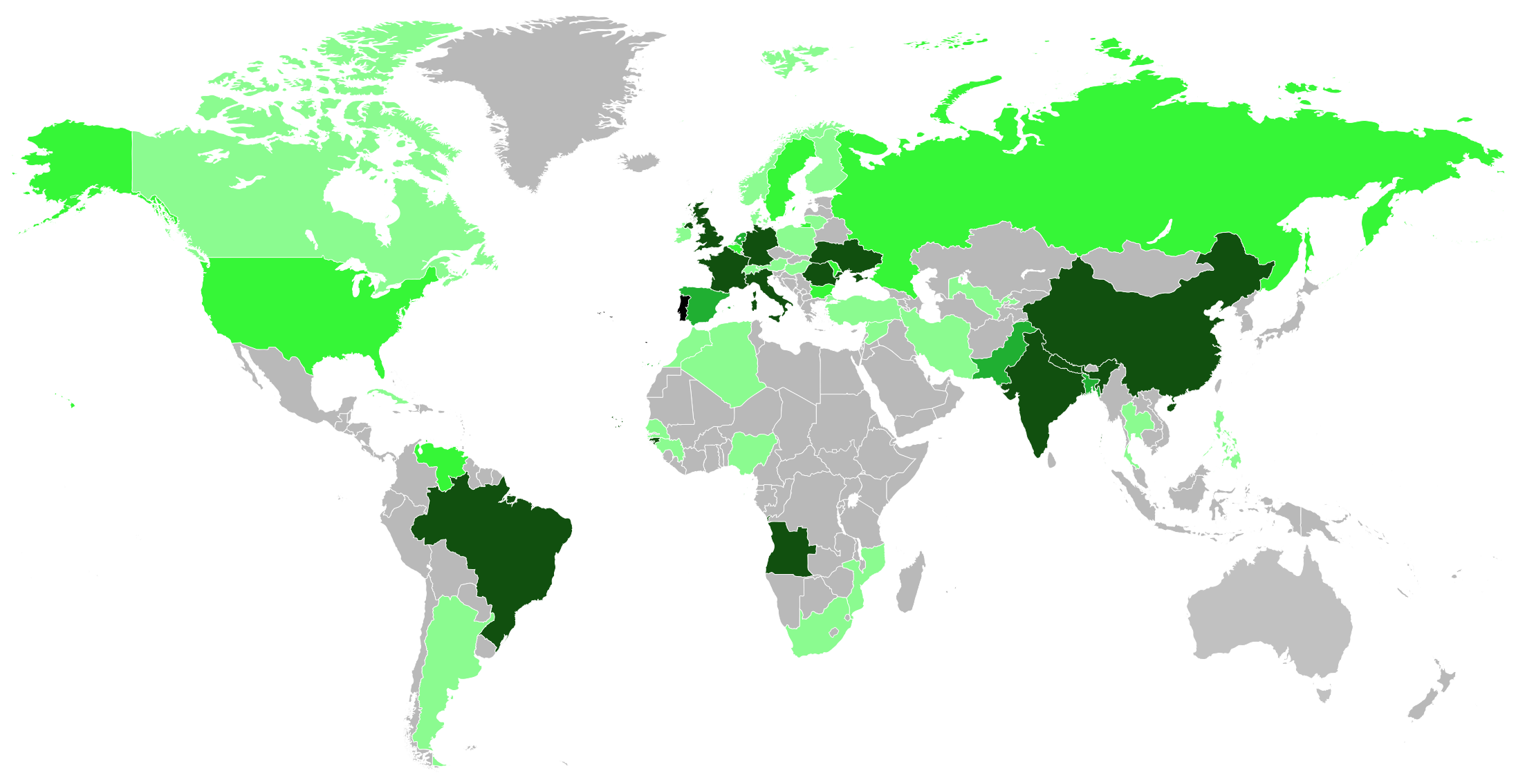Foreigners living in Portugal as of 2022 by country of origin. Communities with 1,000+ residents are shown.