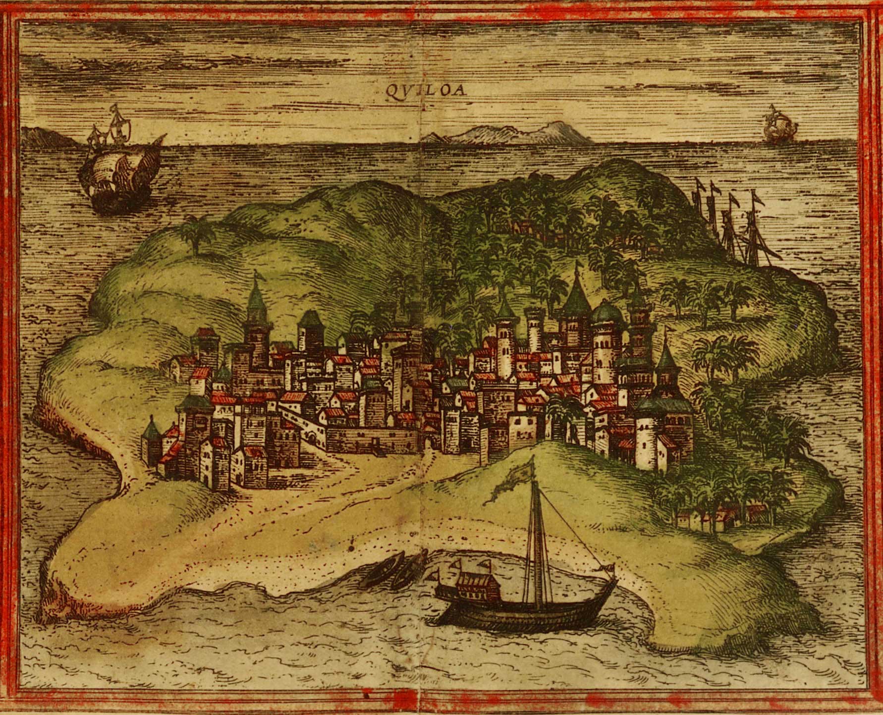Gambaran kota Kilwa pada tahun 1572, sebuah Tapak Warisan Dunia UNESCO