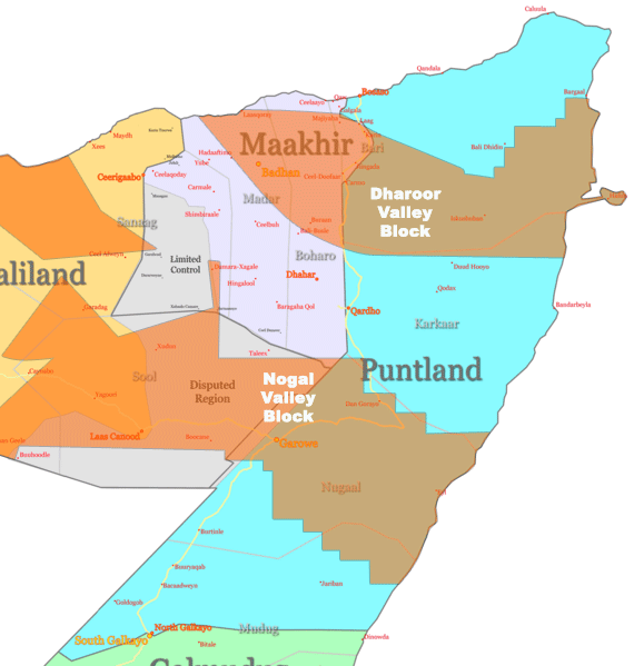 Các lô dầu khí ở Puntland.
