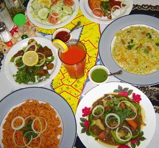 Assortment of various popular Somali dishes