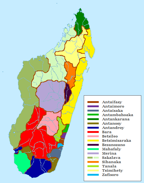 Distribusi regional subkelompok etnis Malagasi