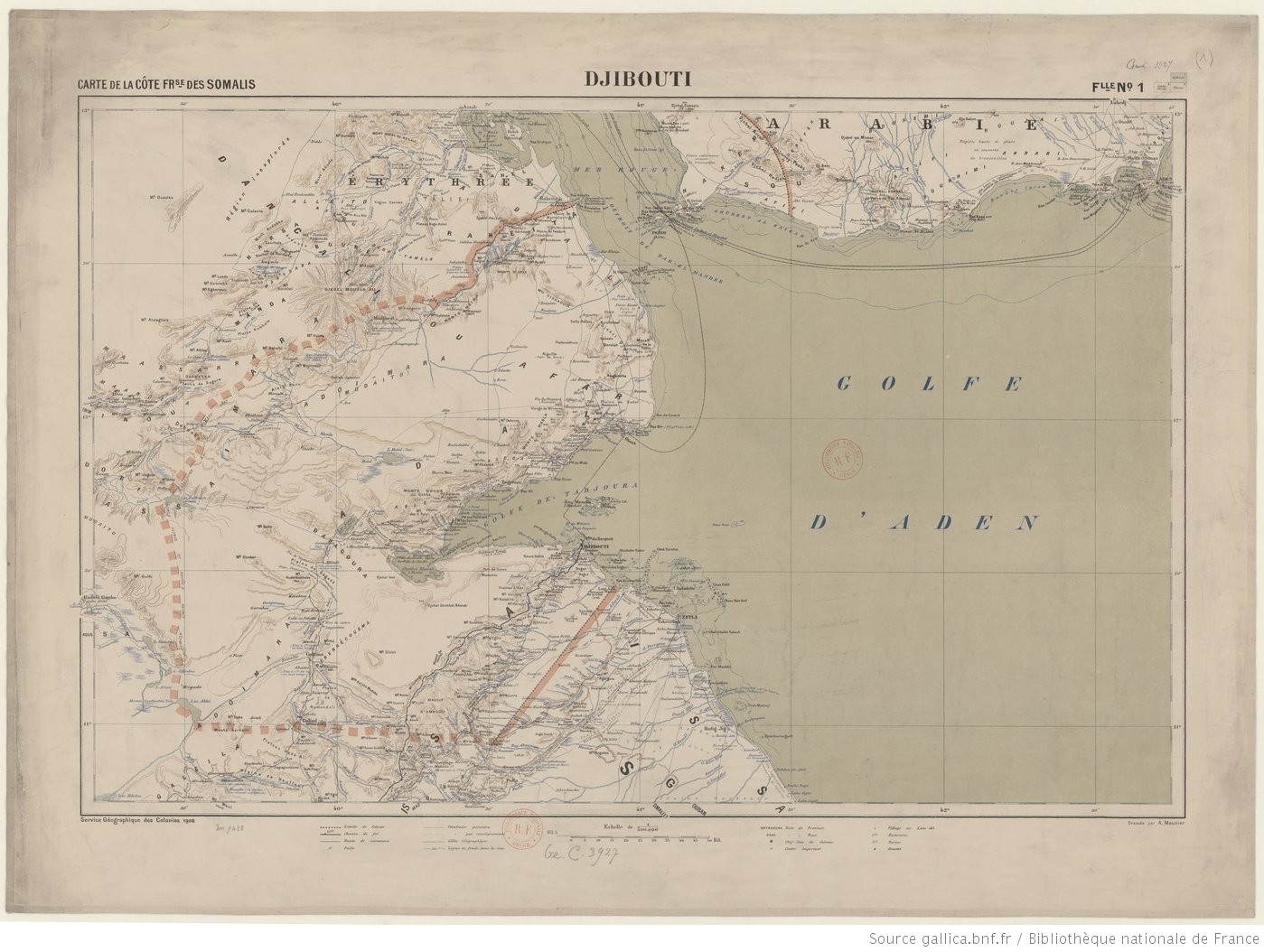 Bản đồ Bờ biển Somalia thuộc Pháp và các vùng lân cận năm 1870