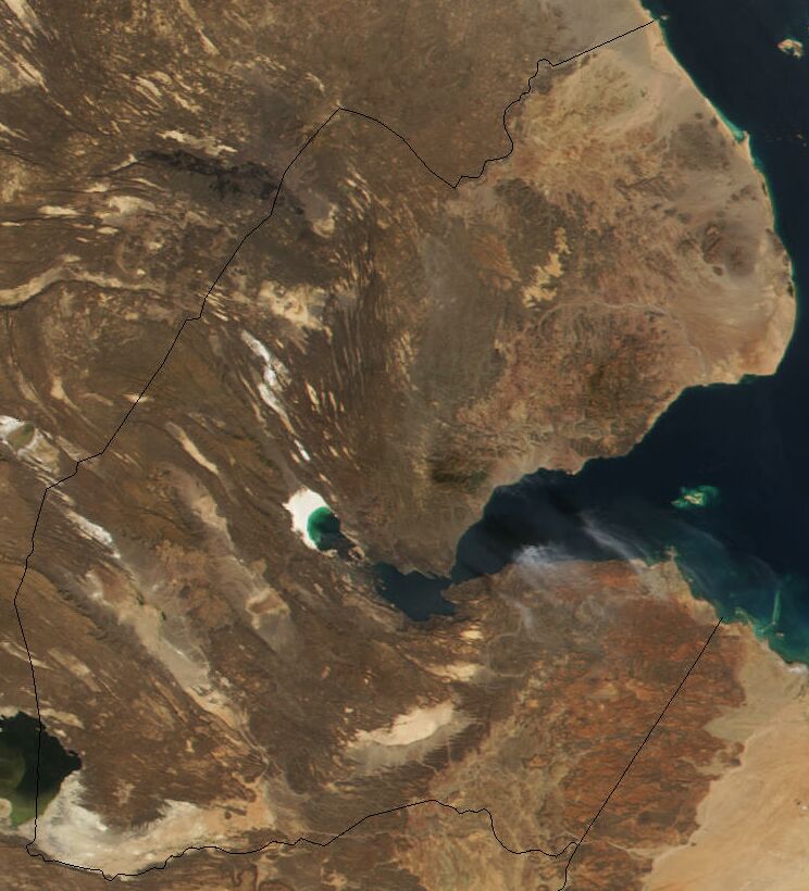 Hình ảnh vệ tinh của Djibouti vào tháng 11 năm 2001.