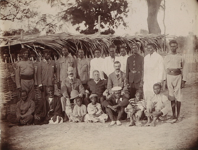 The British Governor, George Chardin Denton (1901-1911), and his party, in 1905, during the period of the Gambia Colony and Protectorate.