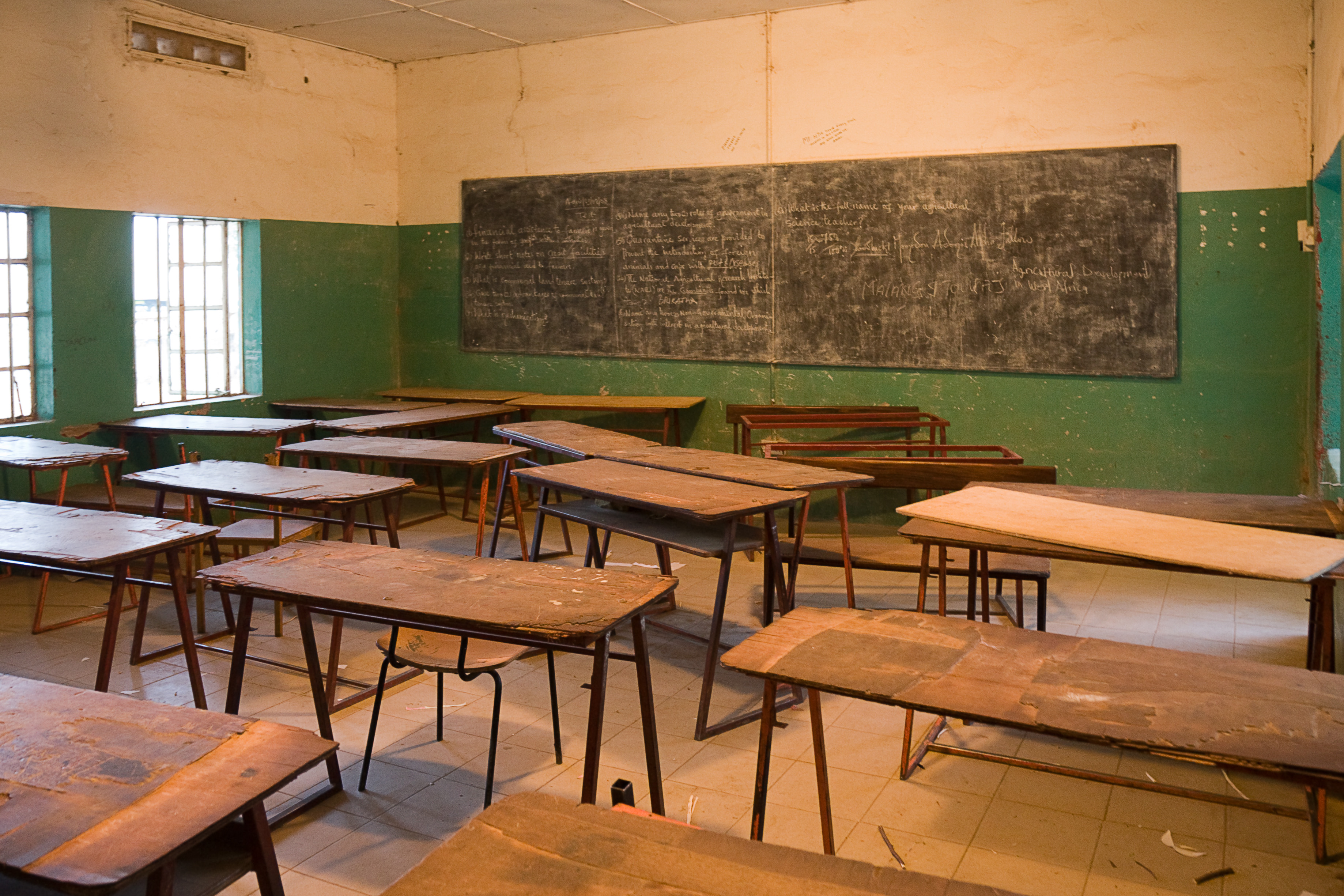 A classroom at Armitage High School in The Gambia, illustrating a typical educational setting.