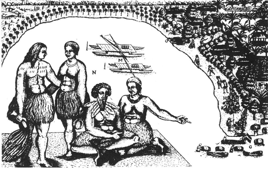 Tongatapu, pulau utama Tonga; lukisan oleh Isaack Gilsemans