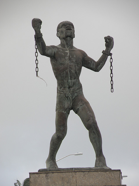 The Emancipation Statue in Haggett Hall, commonly known as the Bussa Statue, commemorates the 1816 slave rebellion led by Bussa.