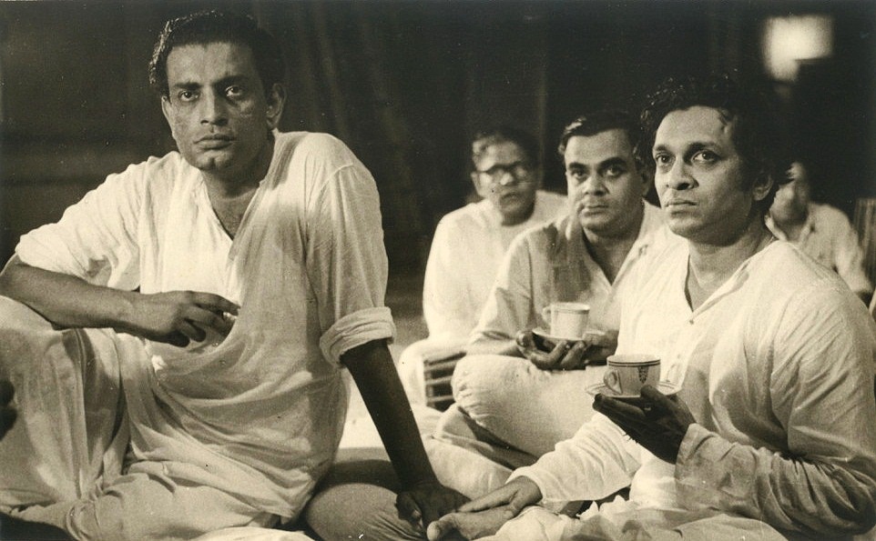 Film director Satyajit Ray (left) and sitar maestro Ravi Shankar discussing the musical score for Pather Panchali (1955). Ray's work brought international acclaim to Indian cinema for its artistic depth and humanism.