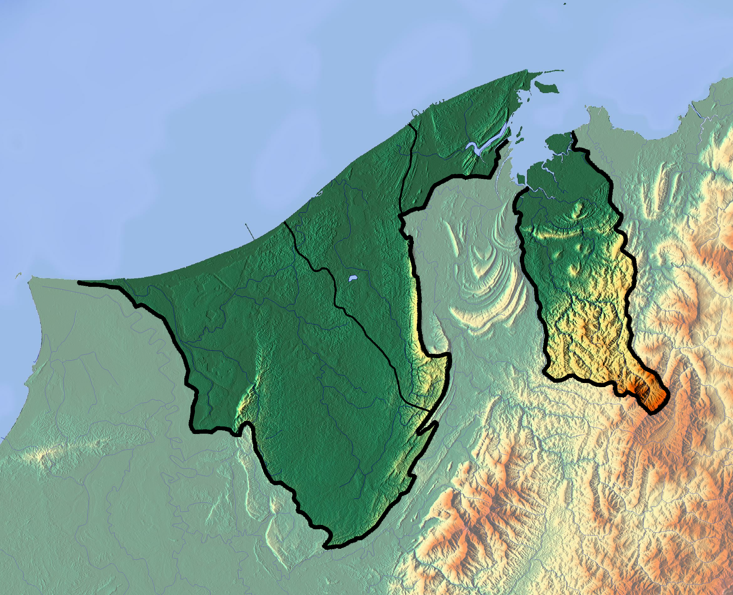 Peta topografi dan had geografi Brunei