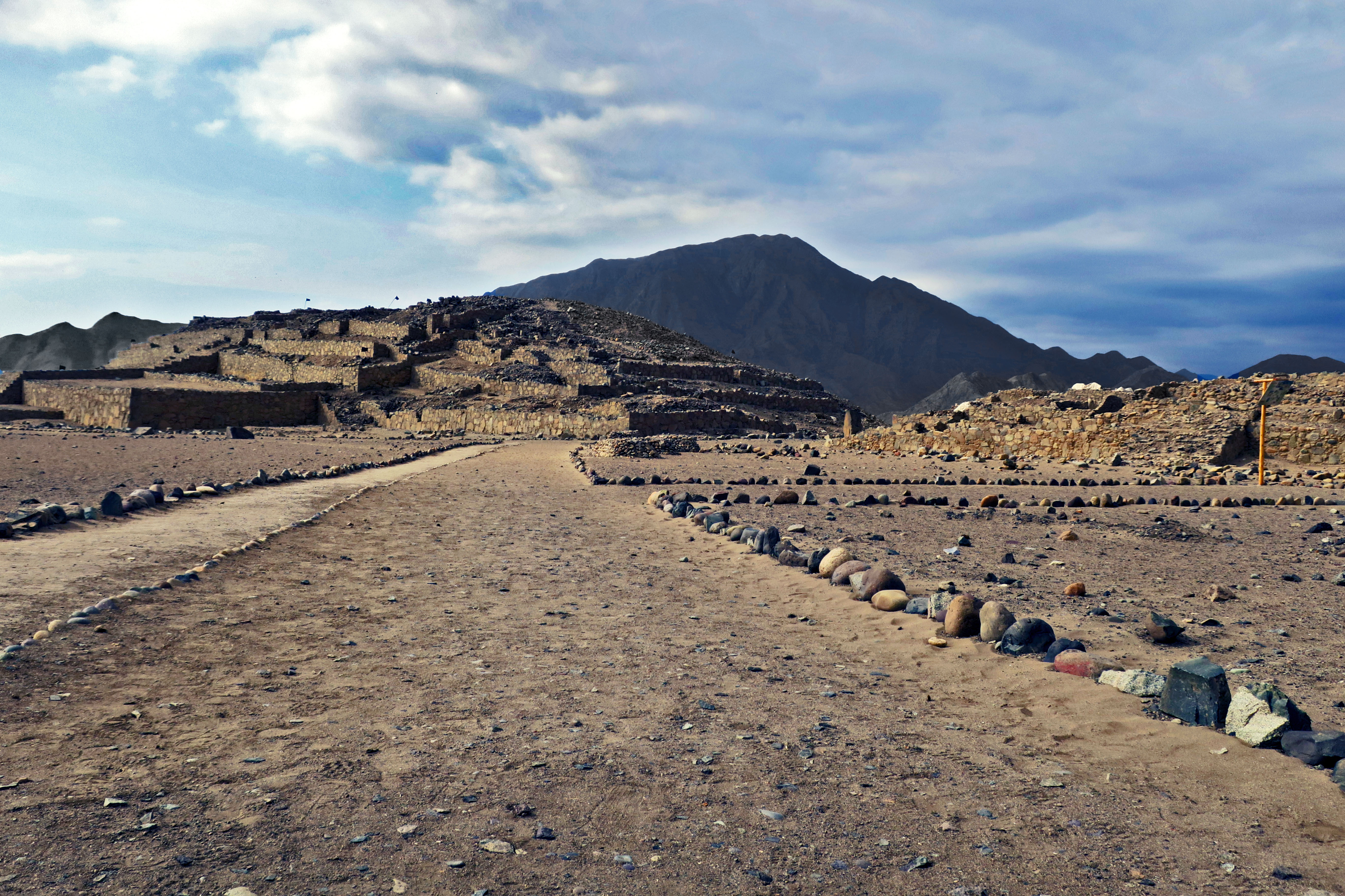 Remains of a Caral/Norte Chico pyramid in the arid Supe Valley