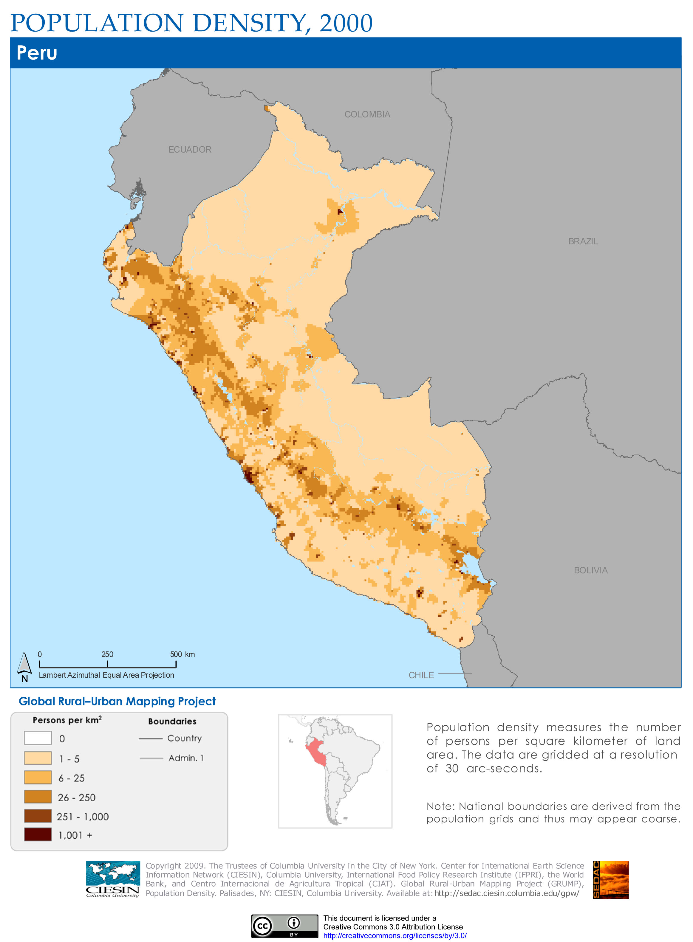 Population density in Peru, 2000.