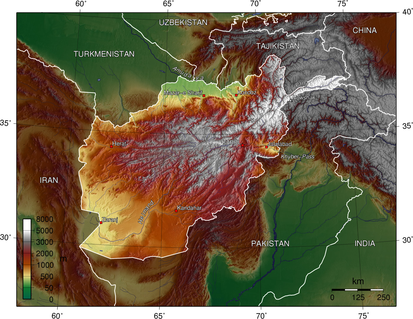Địa hình núi non của Afghanistan