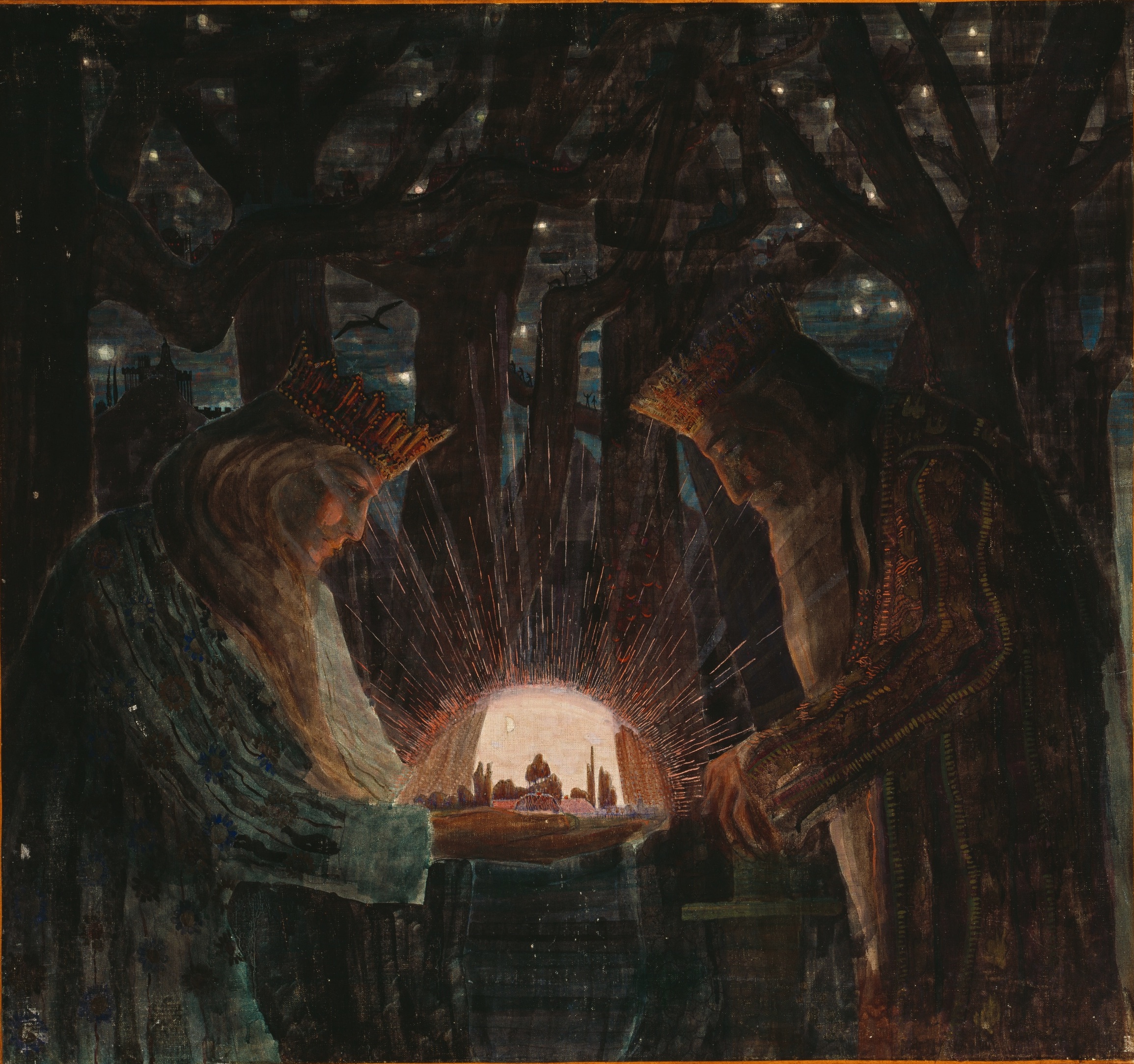 Karalių pasaka (Kings' Fairy Tale, 1908-1909) by Mikalojus Konstantinas Čiurlionis, a renowned Lithuanian painter and composer.