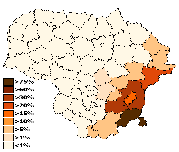 Members of the Polish minority in traditional attire. Poles constitute the largest ethnic minority in Lithuania, primarily residing in the southeastern part of the country.