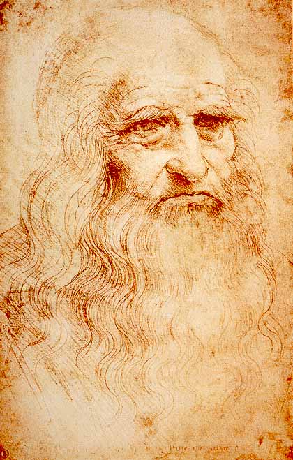 Leonardo da Vinci, the quintessential Renaissance man, depicted in a self-portrait (c. 1512). His work epitomized the fusion of art and science during this era.