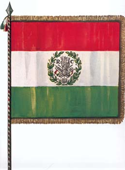 The flag of the Cispadane Republic (1797), the first Italian tricolour adopted by a sovereign Italian state, inspired by the French revolutionary ideals.