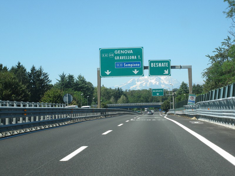 The Autostrada dei Laghi ('Lakes Motorway'; part of A8 and A9), recognized as the first motorway built in the world, showcasing Italy's pioneering role in road infrastructure.