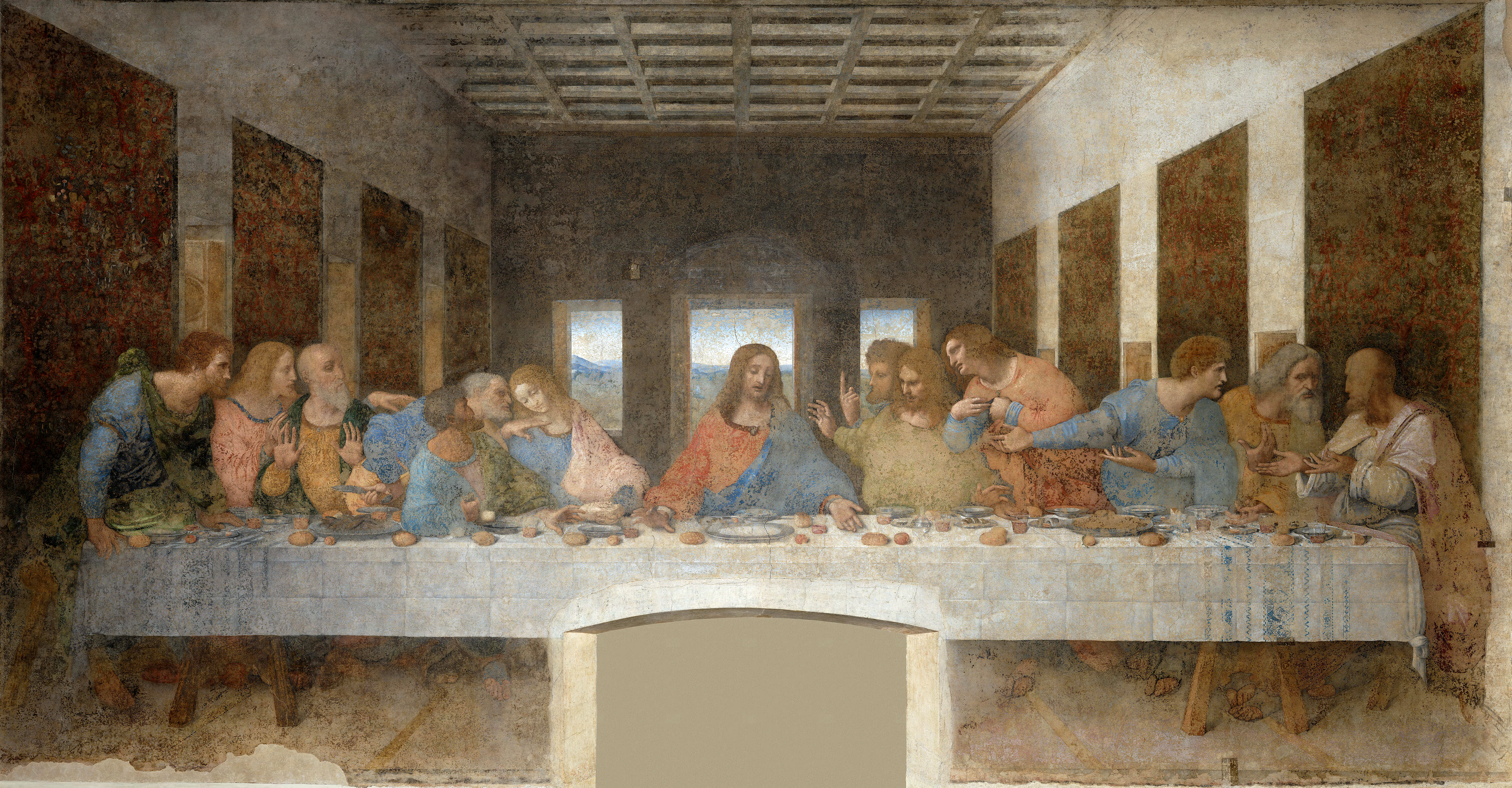 The Last Supper (1494-1499) by Leonardo da Vinci, located in the refectory of the Convent of Santa Maria delle Grazie in Milan, is one of the world's most recognizable and influential paintings.