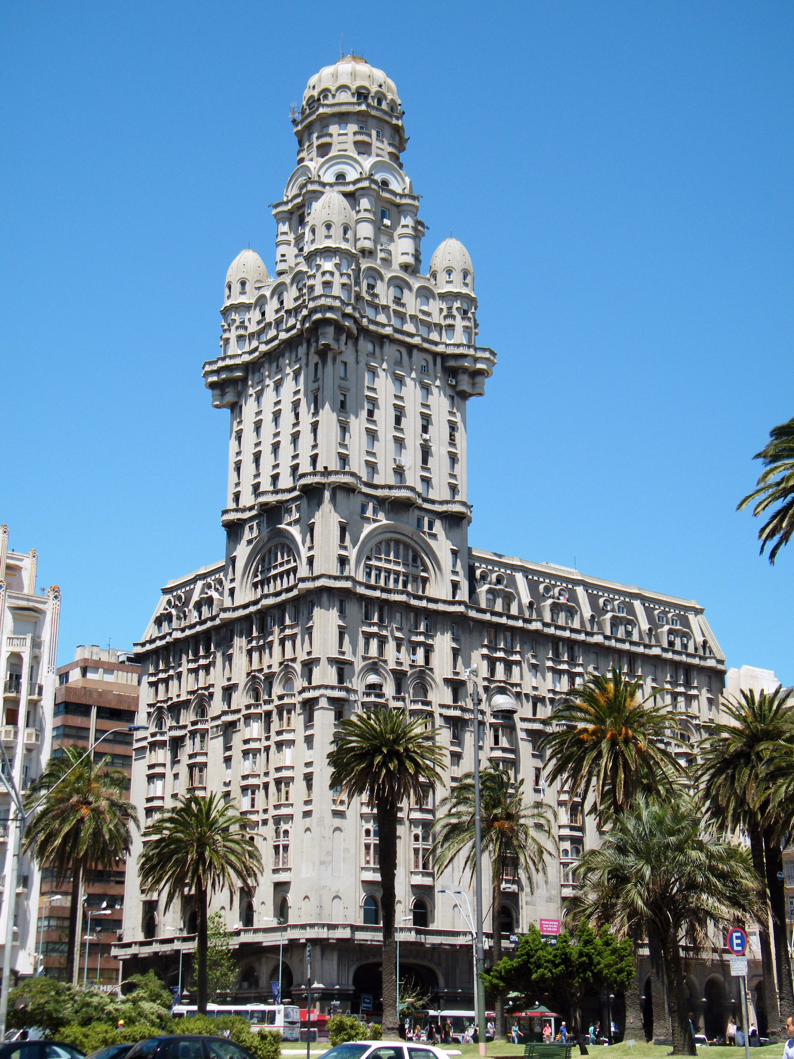 Palacio Salvo, built in Montevideo (1925-1928), was once the tallest building in Latin America, symbolizing the era's progress.