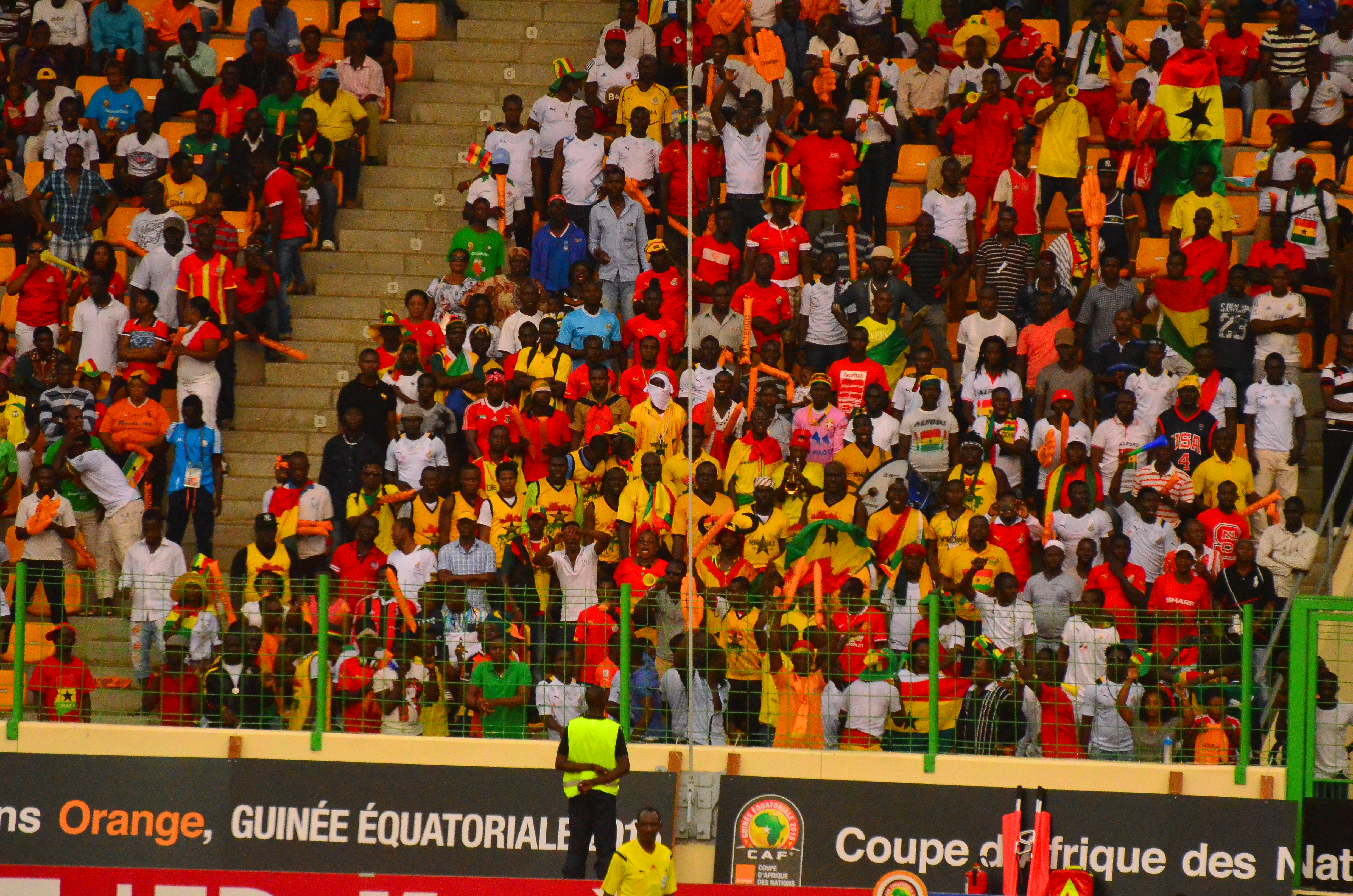 Supporters of the Ghana national football team (the Black Stars), known for their passionate support.