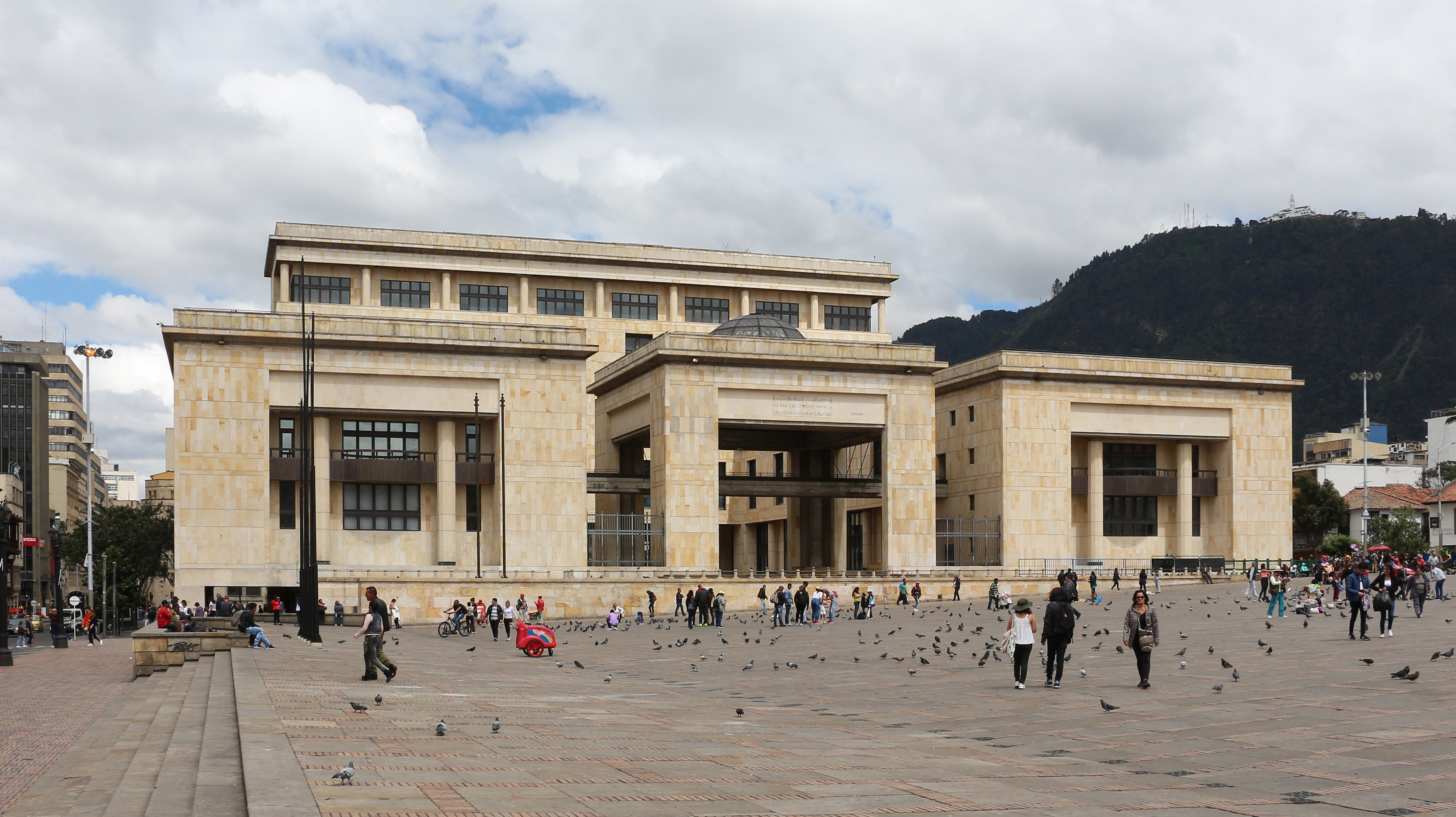 The Palace of Justice of Colombia in Bogotá houses the country's highest courts, symbolizing the judicial branch's independence and its critical role in upholding the rule of law, administering justice, and ensuring constitutional integrity, all vital for democratic accountability.