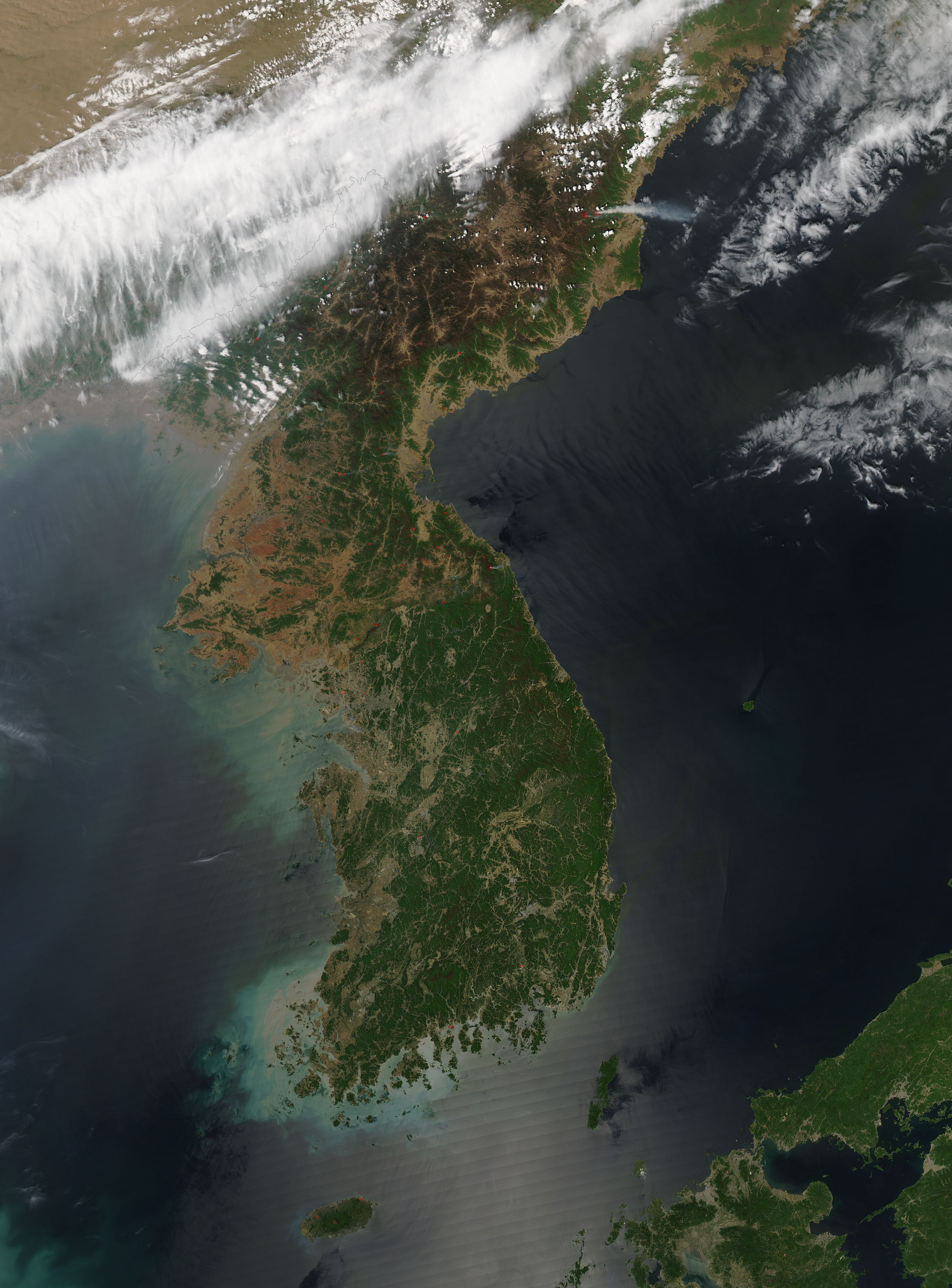 Citra satelit Semenanjung Korea.