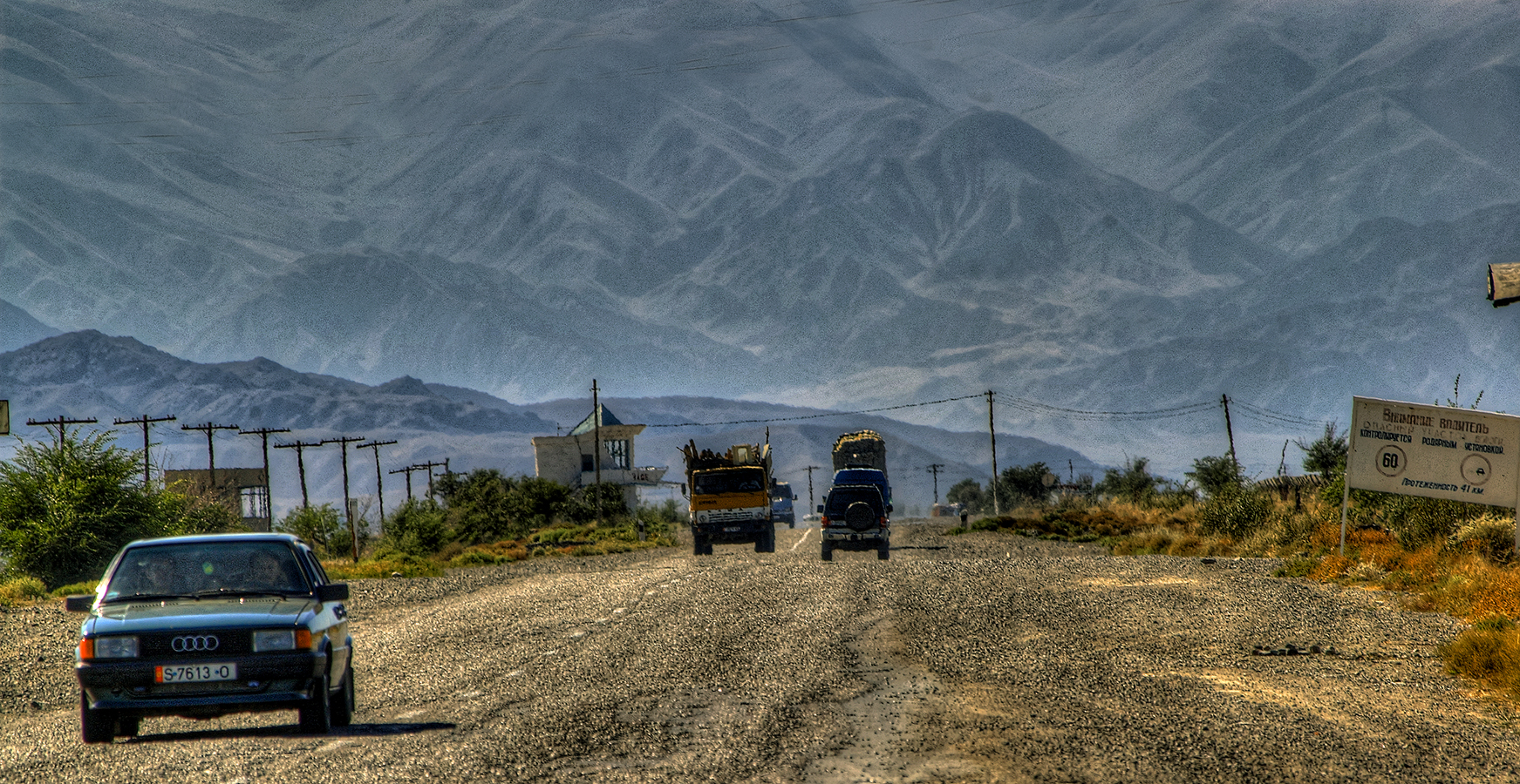 Highway A363 Bishkek towards Balykchy, Lake Issyk-Kul and Chinese border (Xinjiang)