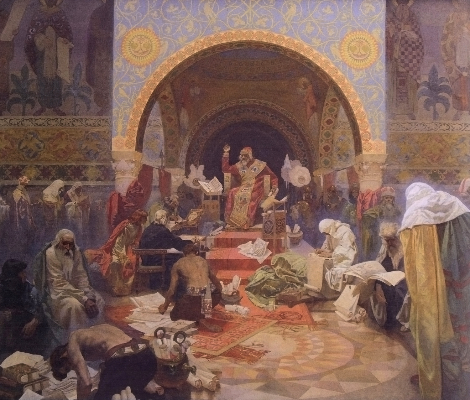 Kaisar Simeon I: Bintang Kejora Sastra Slavia, siklus Epos Slavia karya Alfons Mucha.