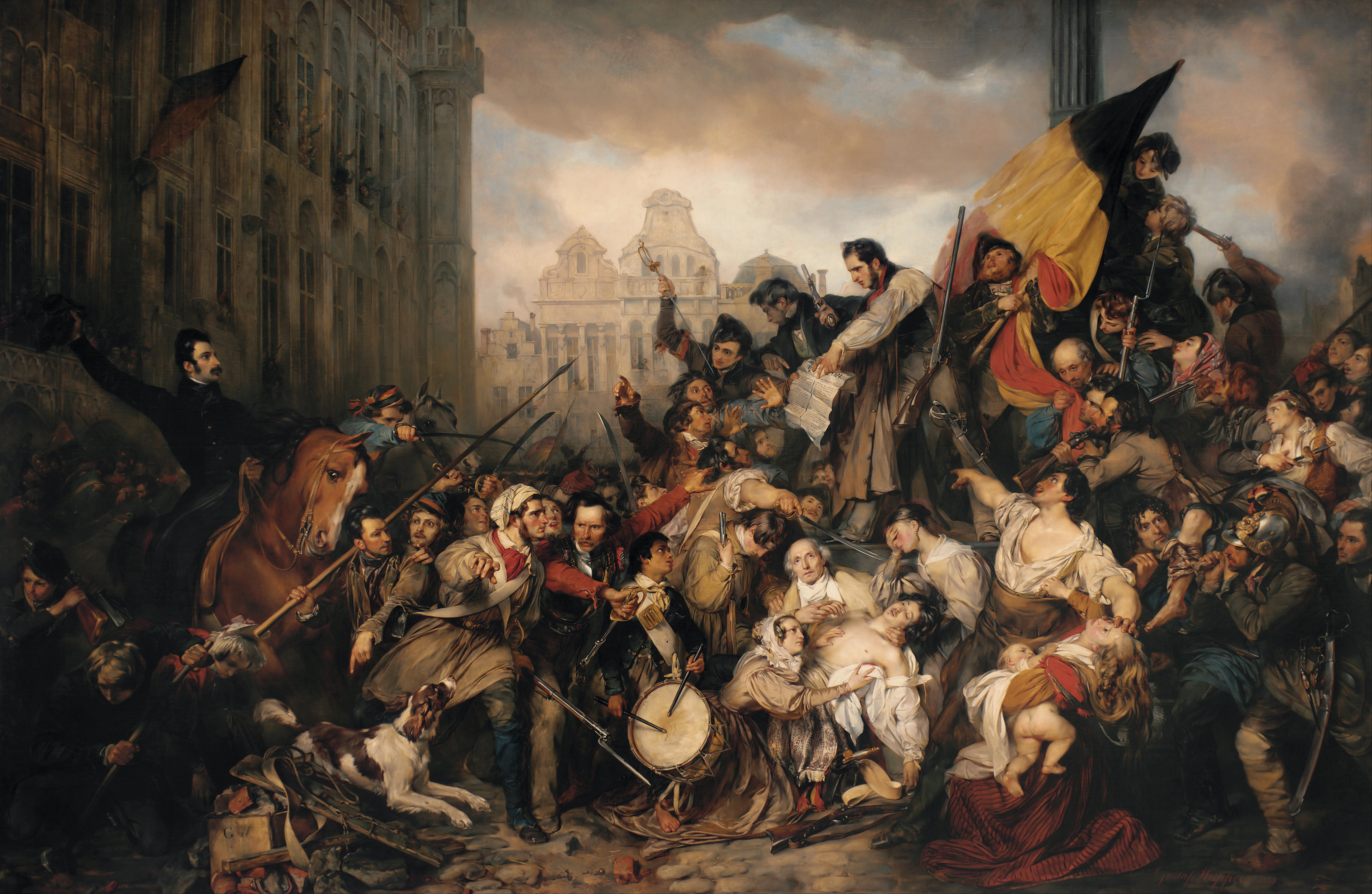Lukisan Episode Revolusi Belgia tahun 1830, karya Gustaf Wappers, 1834.