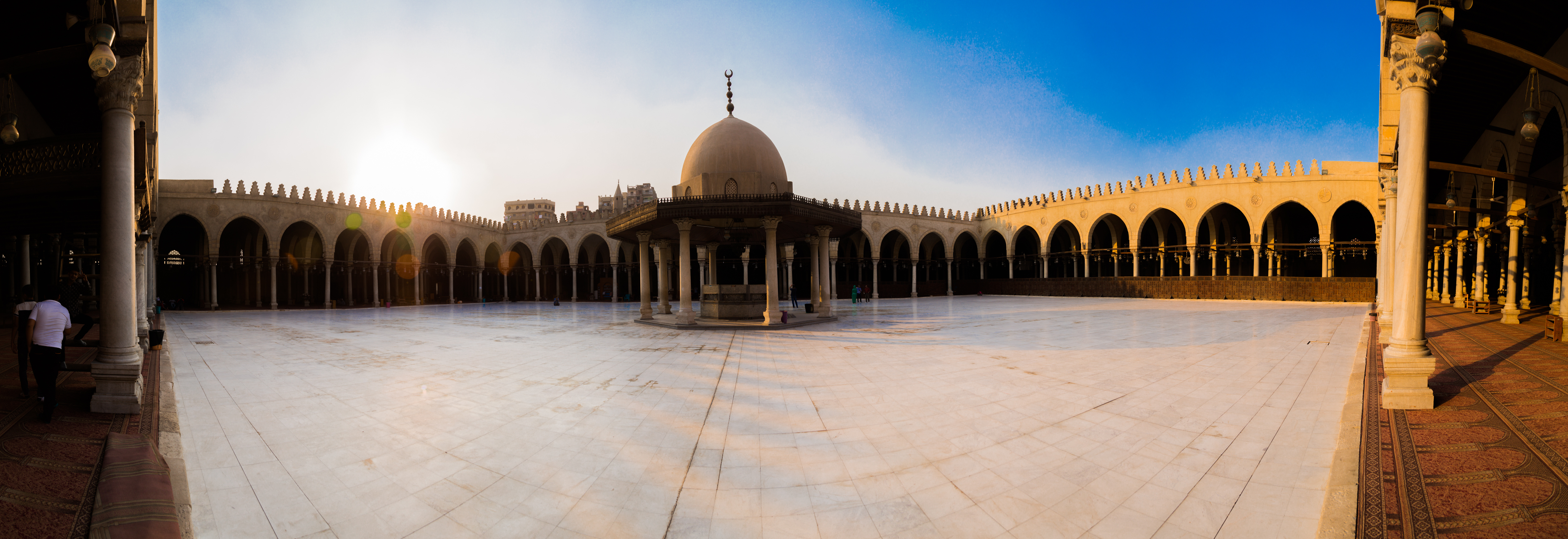 The Amr ibn al-As Mosque in Cairo, recognized as the oldest mosque in Africa, symbolizing the beginning of Islamic rule in Egypt.