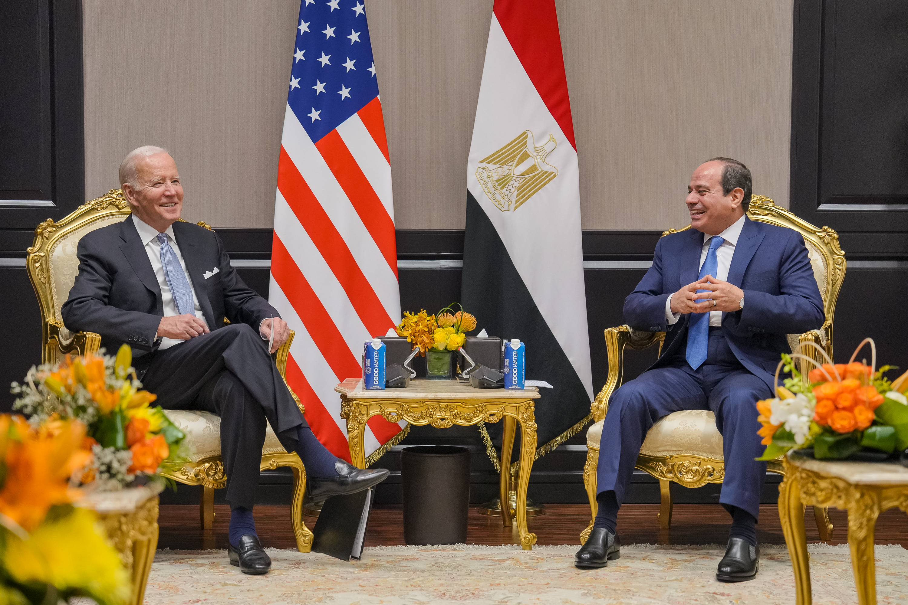 President el-Sisi with US President Joe Biden, November 11, 2022, highlighting ongoing diplomatic engagement between Egypt and the United States.