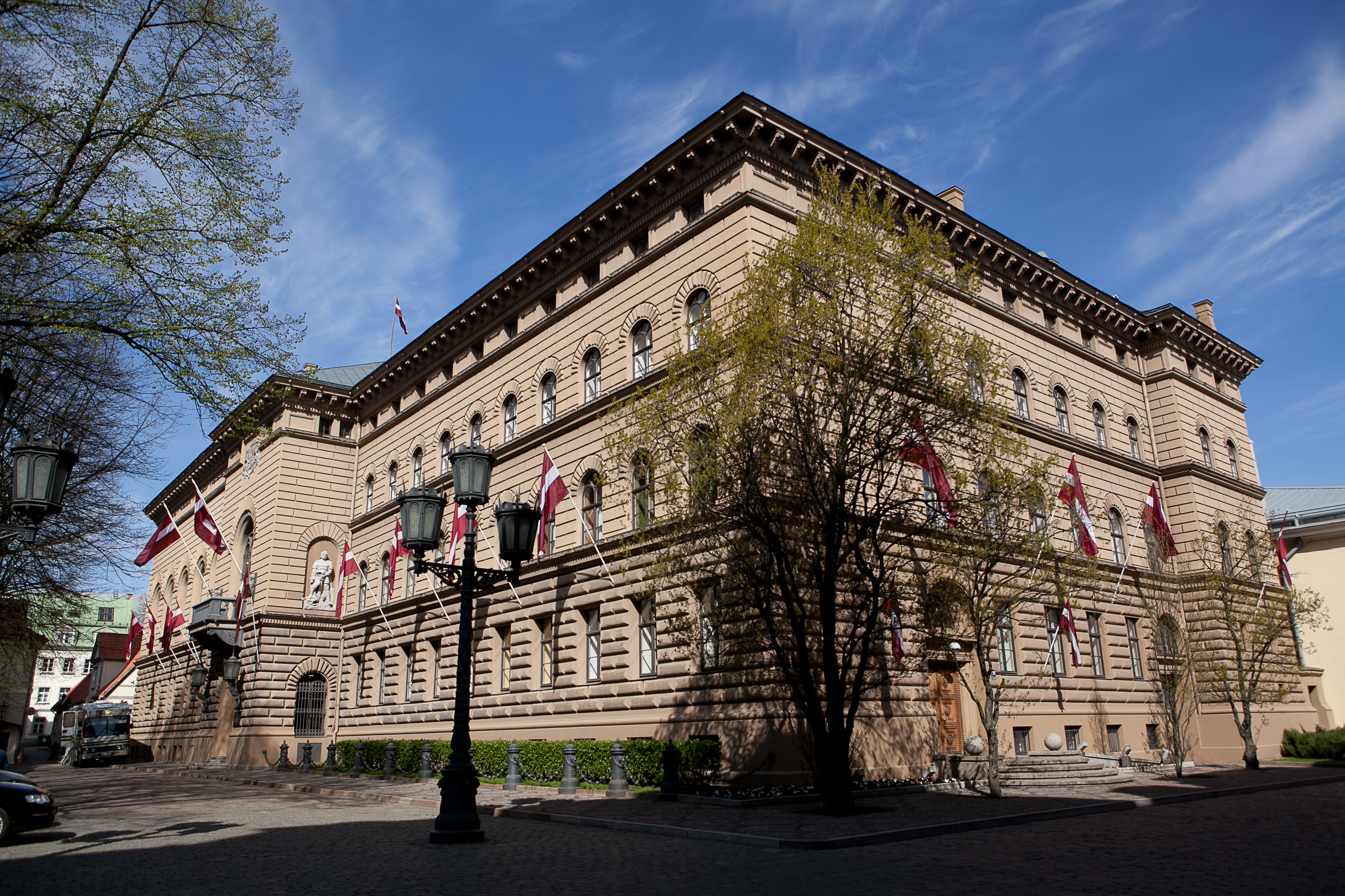 The building of the Saeima, the parliament of Latvia, in Riga