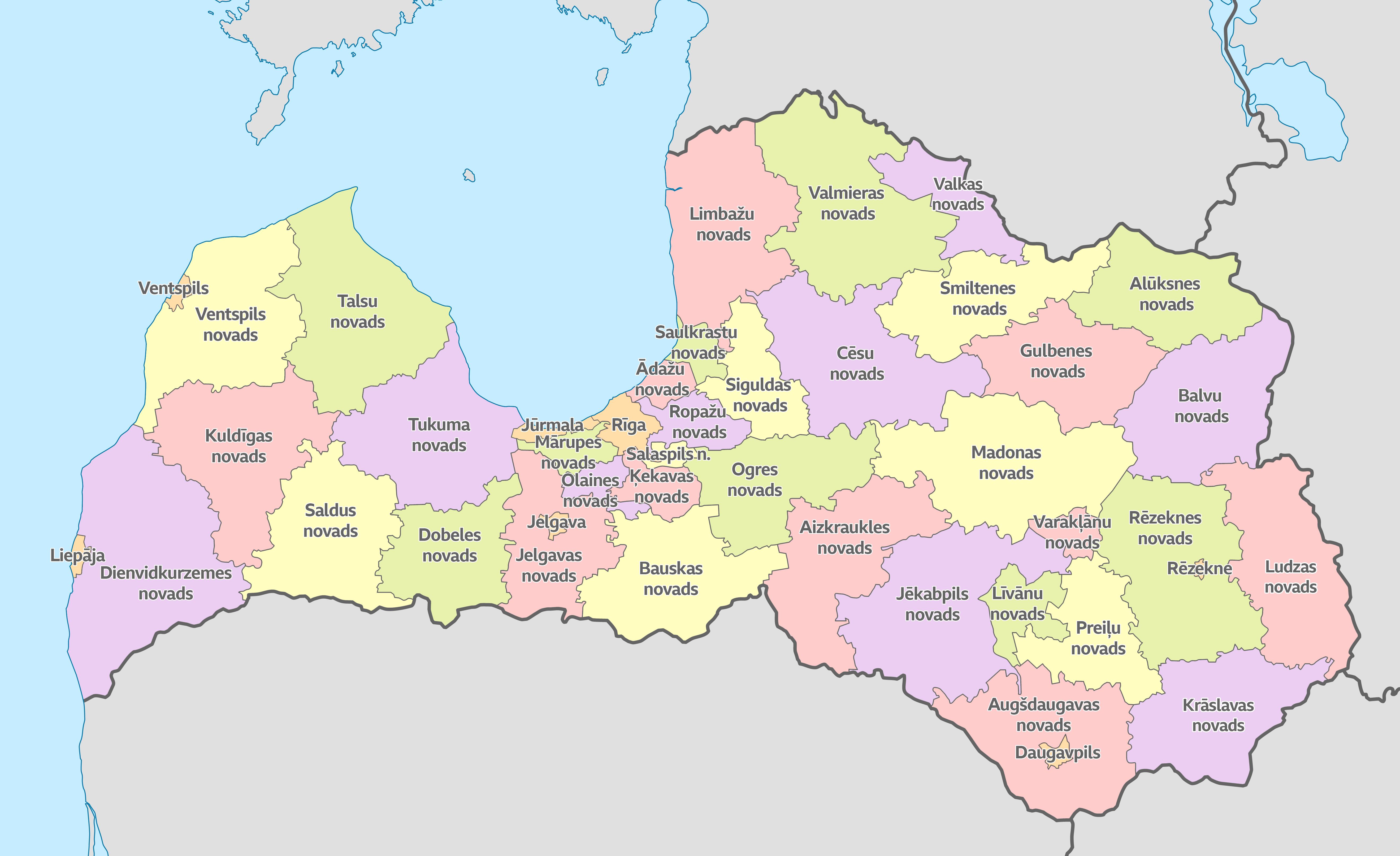 Administrative divisions of Latvia as of 2021