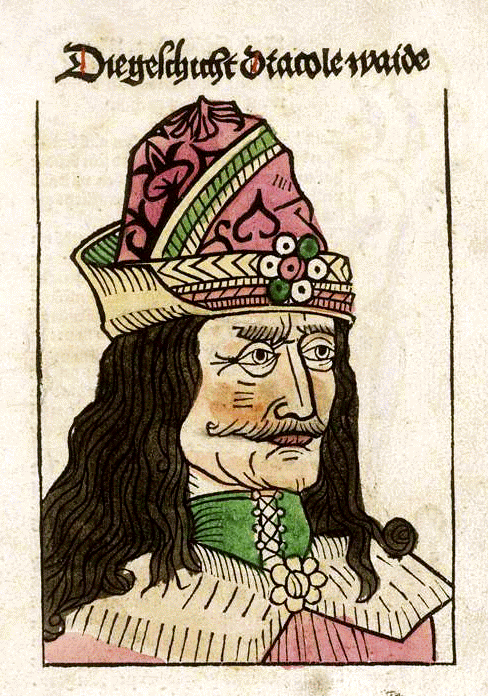 Contemporary woodcut depicting Vlad the Impaler, Voivode of Wallachia (1448; 1456-1462; 1476), known for his campaigns against the Ottomans.
