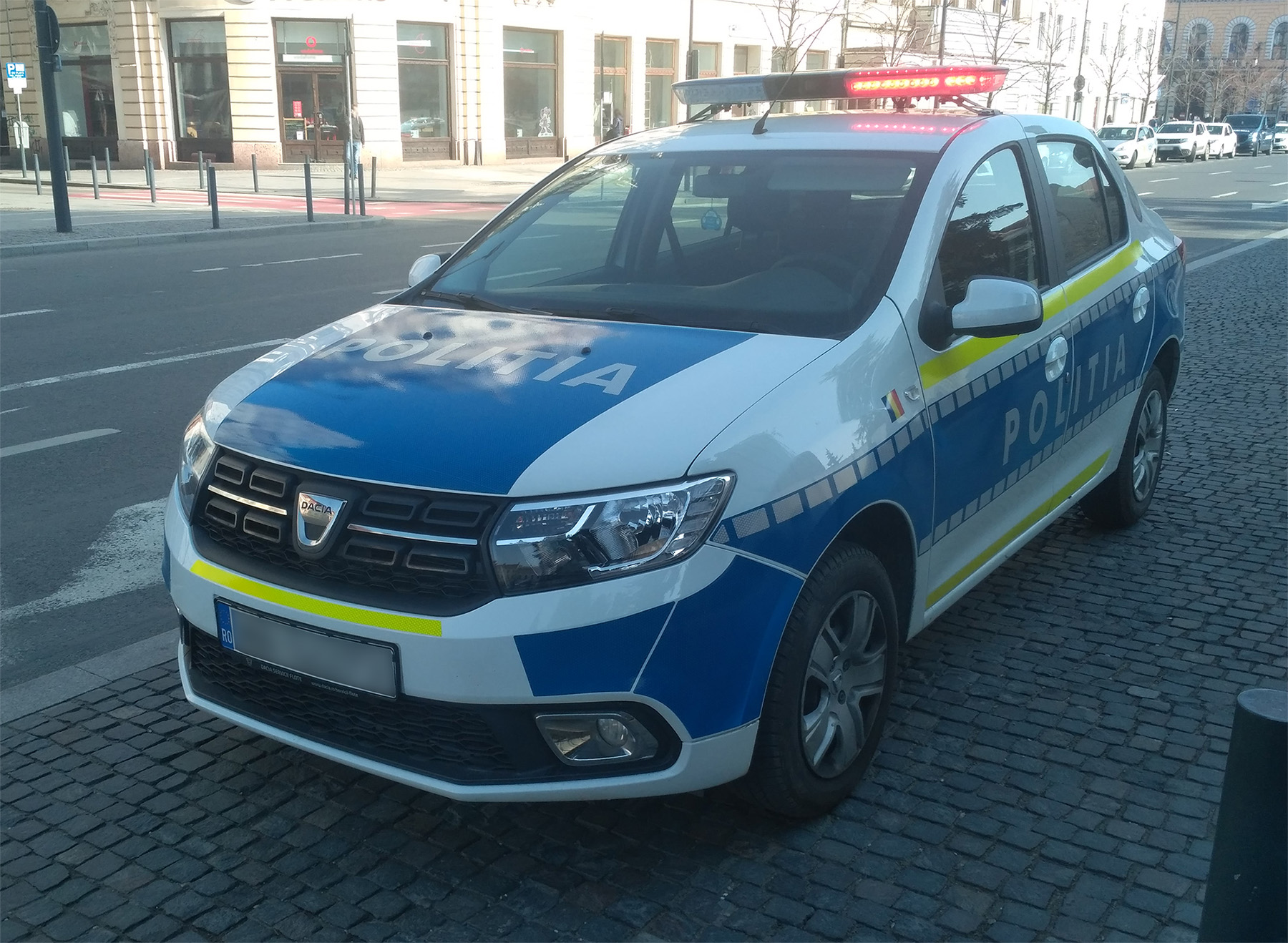 A Dacia Logan police car of the Romanian Police.