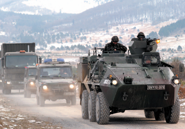Slovenian Armed Forces (SAF) KFOR contingent in Kosovo, participating in international peacekeeping.