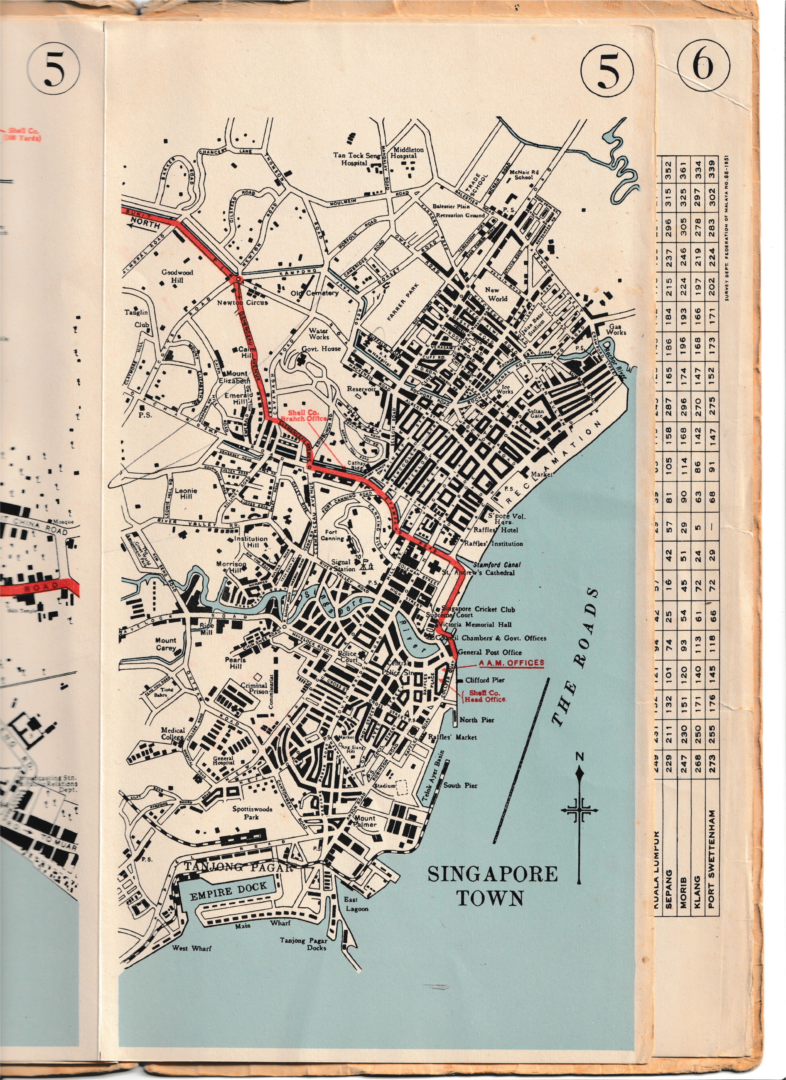 Bản đồ Thị trấn Singapore năm 1951.