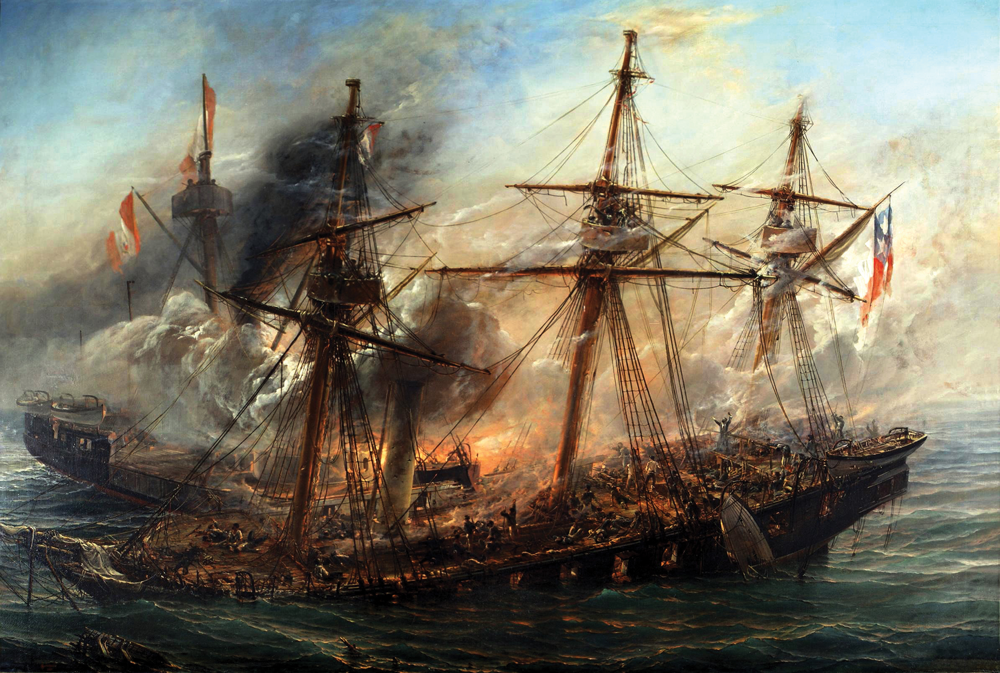 1879年5月21日のイキケの海戦。太平洋戦争におけるチリの勝利は、新たな領土への拡大を可能にした。